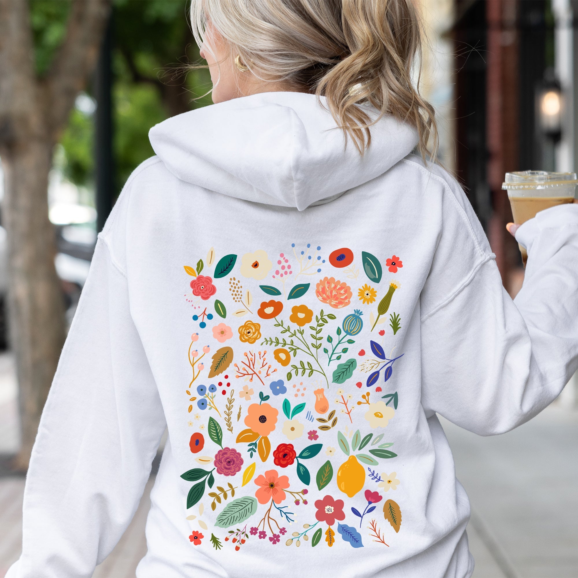 Colorful Delicate Floral Pattern With Leaves And Flowers In Elegant Garden Motif Hoodie