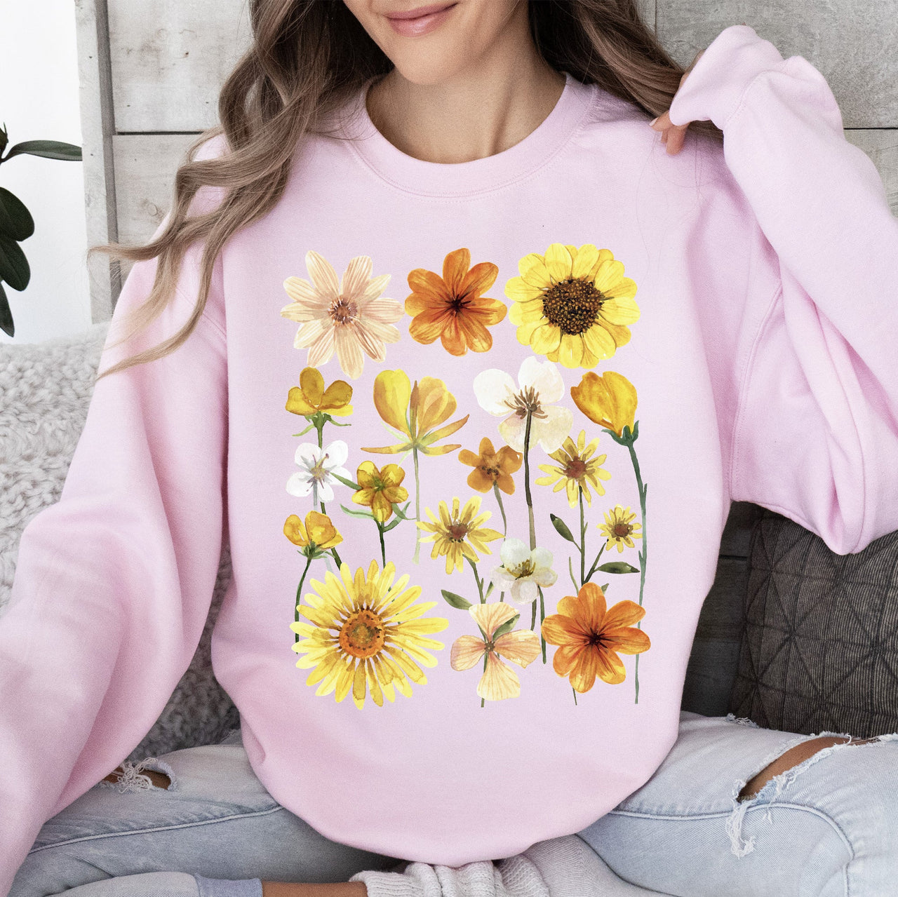 Sunflower Sunshine Radiant Field Of Golden Petals Illustration Sunlit Day Graphic Sweatshirt