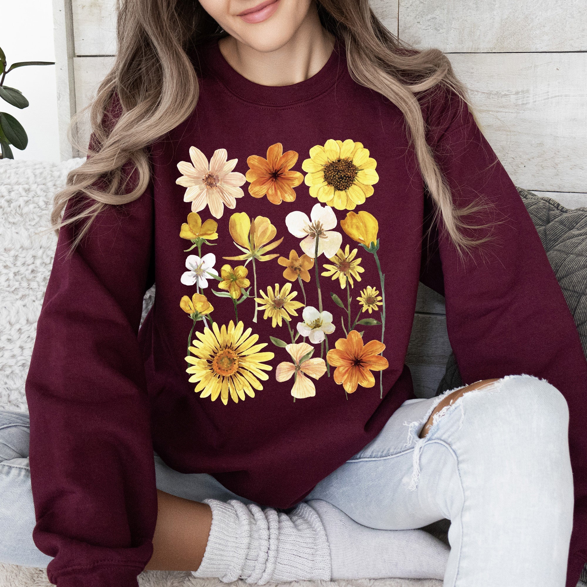 Sunflower Sunshine Radiant Field Of Golden Petals Illustration Sunlit Day Graphic Sweatshirt
