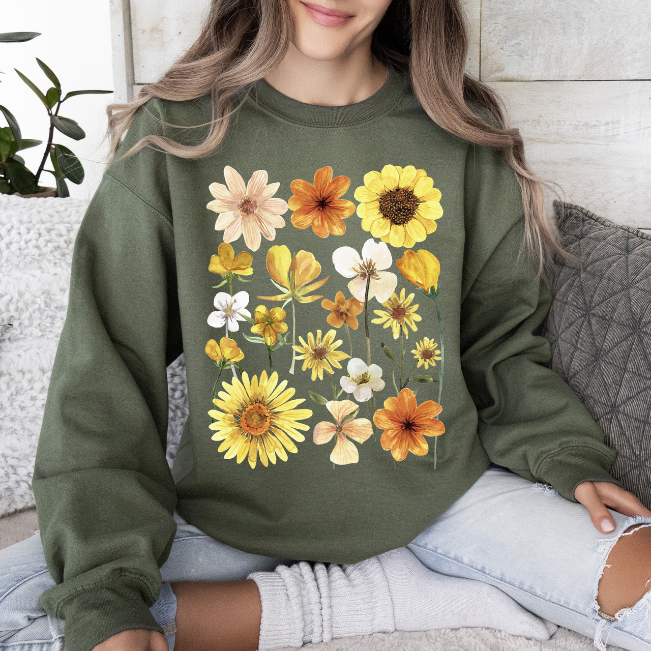Sunflower Sunshine Radiant Field Of Golden Petals Illustration Sunlit Day Graphic Sweatshirt