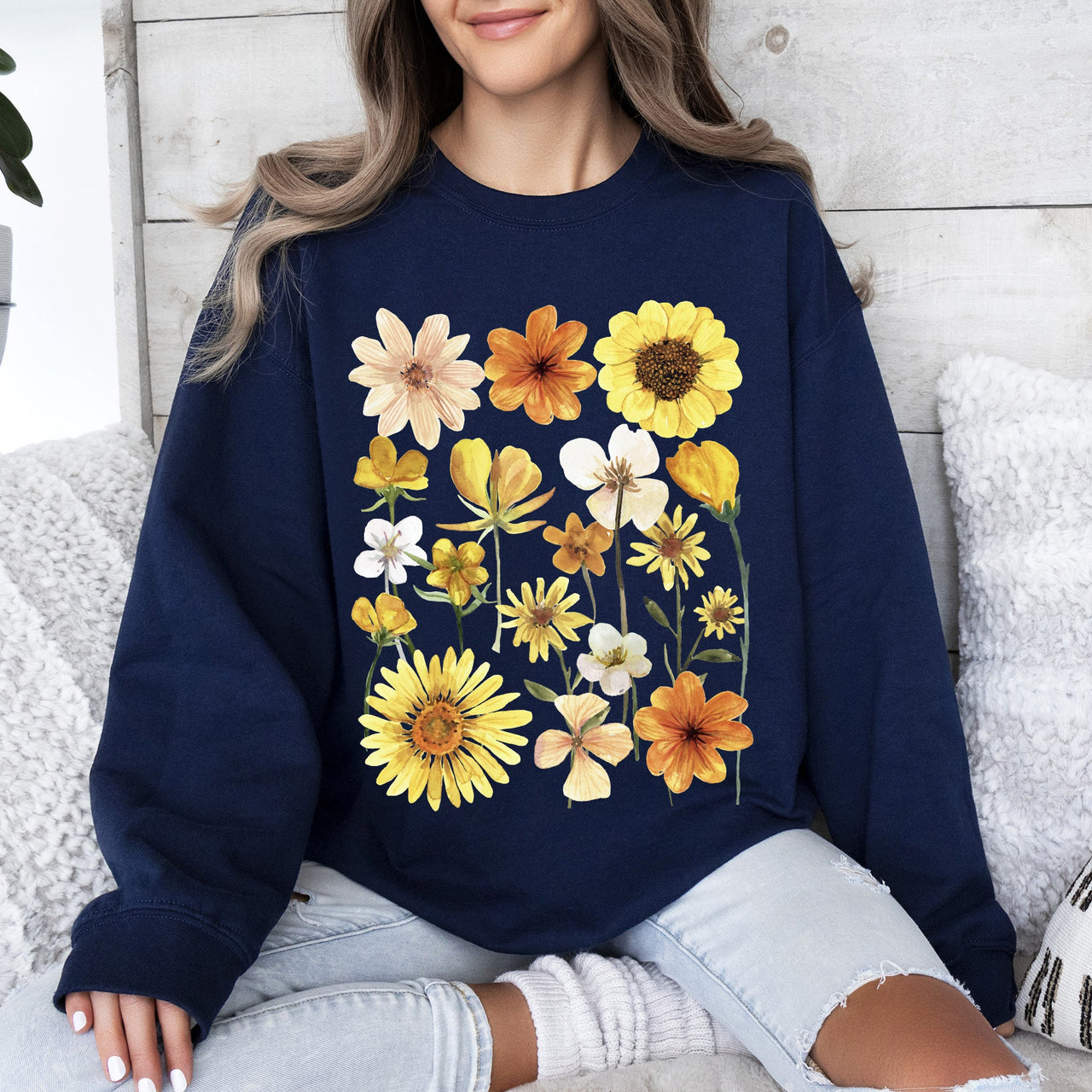 Sunflower Sunshine Radiant Field Of Golden Petals Illustration Sunlit Day Graphic Sweatshirt