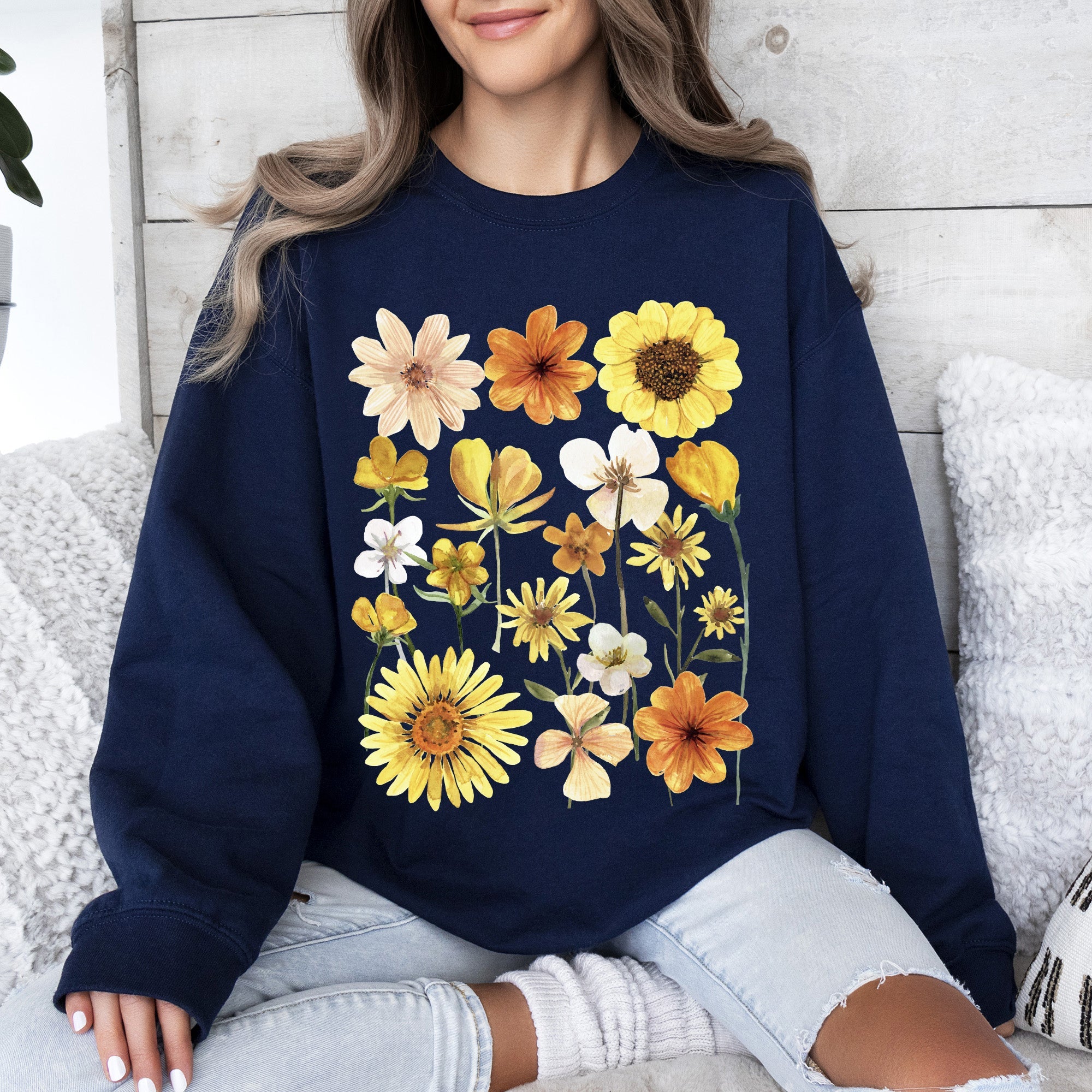 Sunflower Sunshine Radiant Field Of Golden Petals Illustration Sunlit Day Graphic Sweatshirt