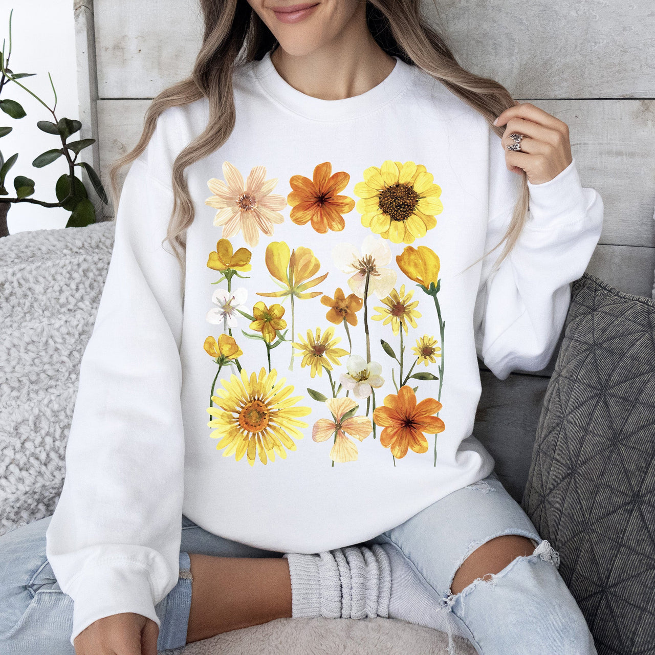 Sunflower Sunshine Radiant Field Of Golden Petals Illustration Sunlit Day Graphic Sweatshirt