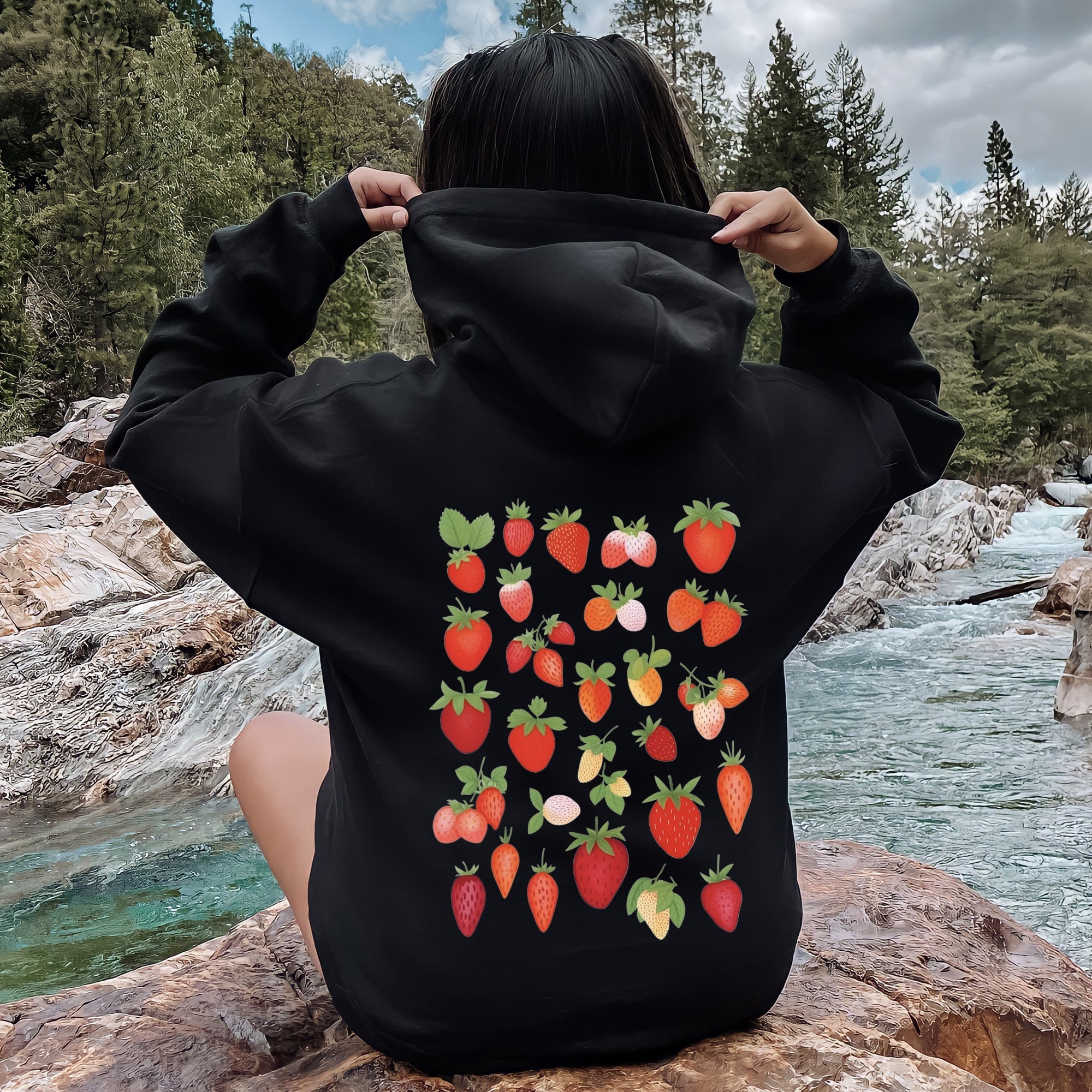Sweet Strawberry Delight Juicy Fruit Berry Candy Swirl Dreamscape Hooded Sweatshirt