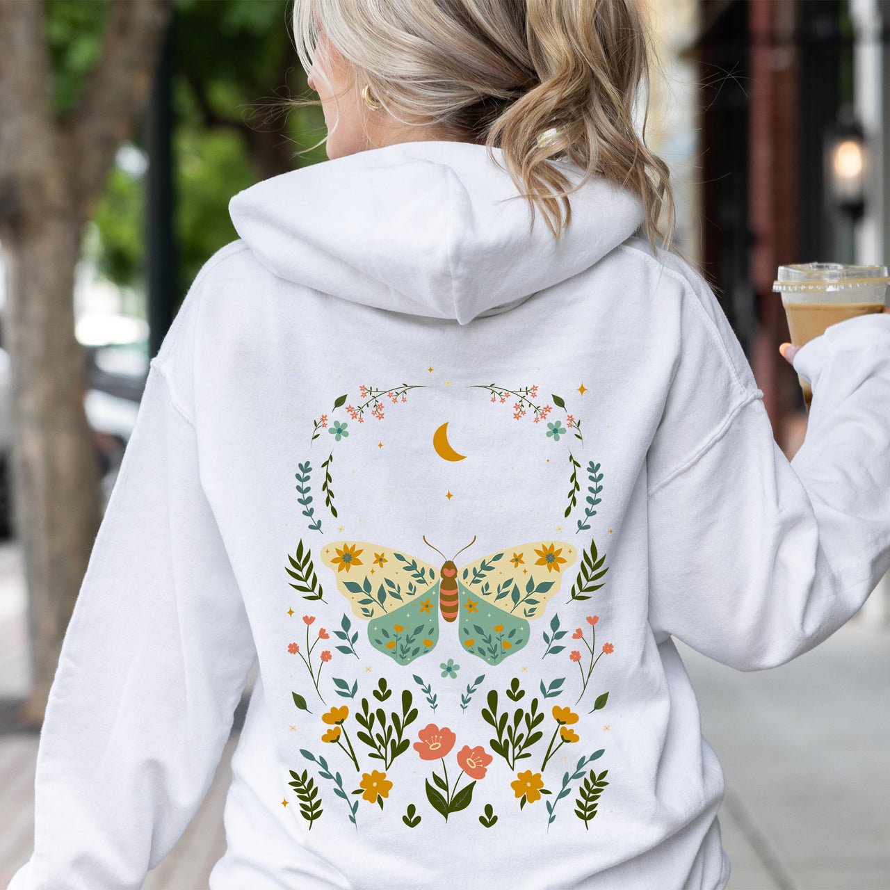 Twilight Flora and Fauna, Moon, Moth, and Flower Limited Edition Graphic Cozy Hoodie