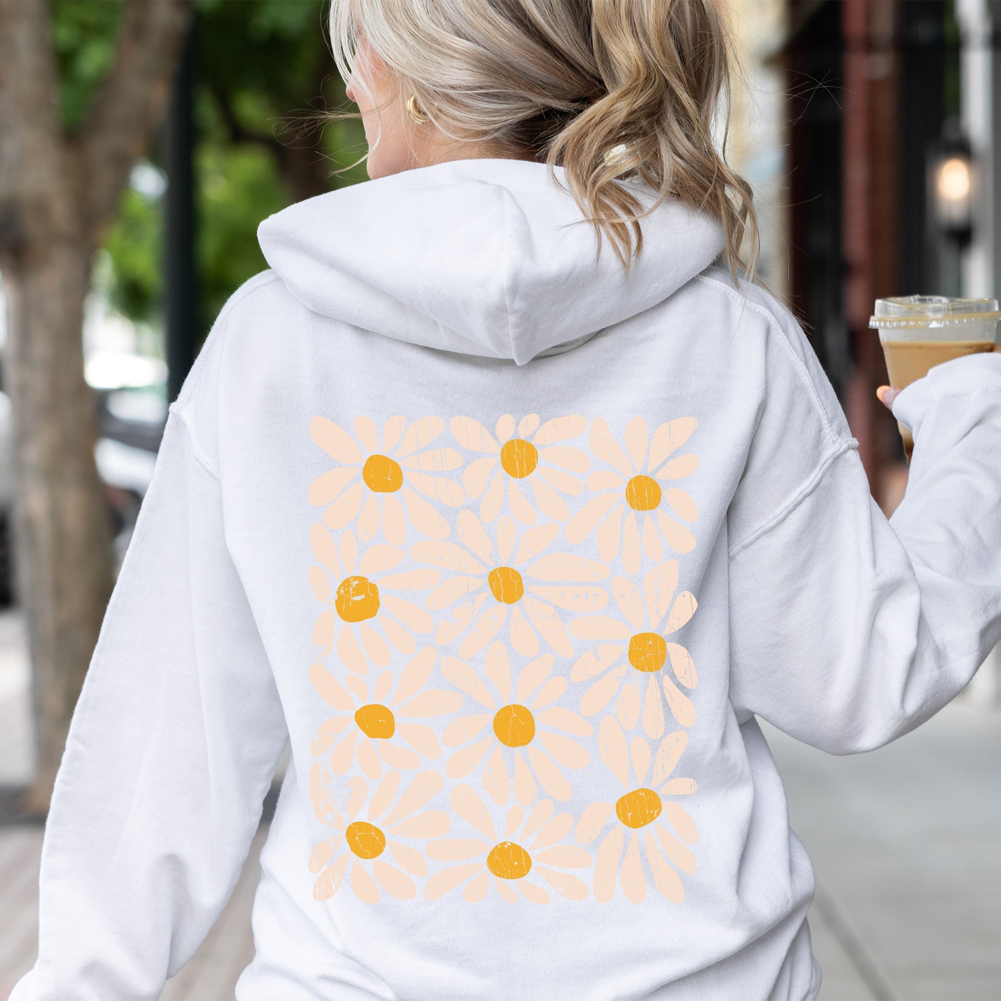 Vintage Daisies Floral Design Featuring Soft Fleece Lining And Cozy Warmth Hoodie