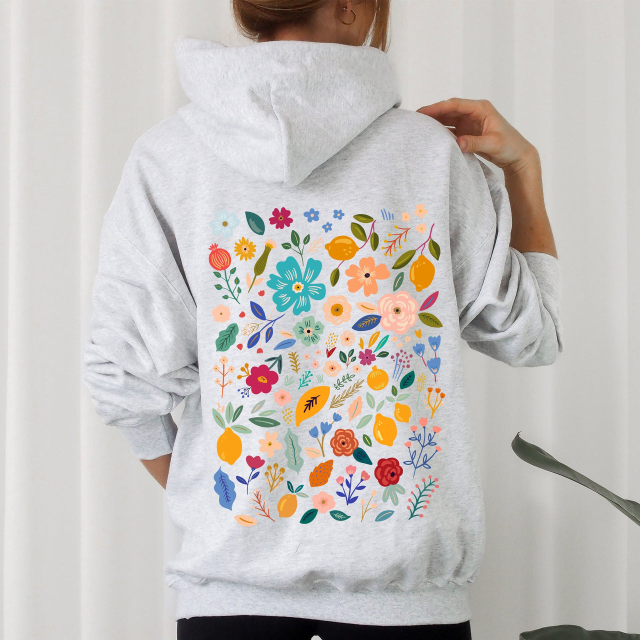Floral Pattern Botanical Flower Wildflower Garden Print Artwork Vintage Inspired Collection Hoodie