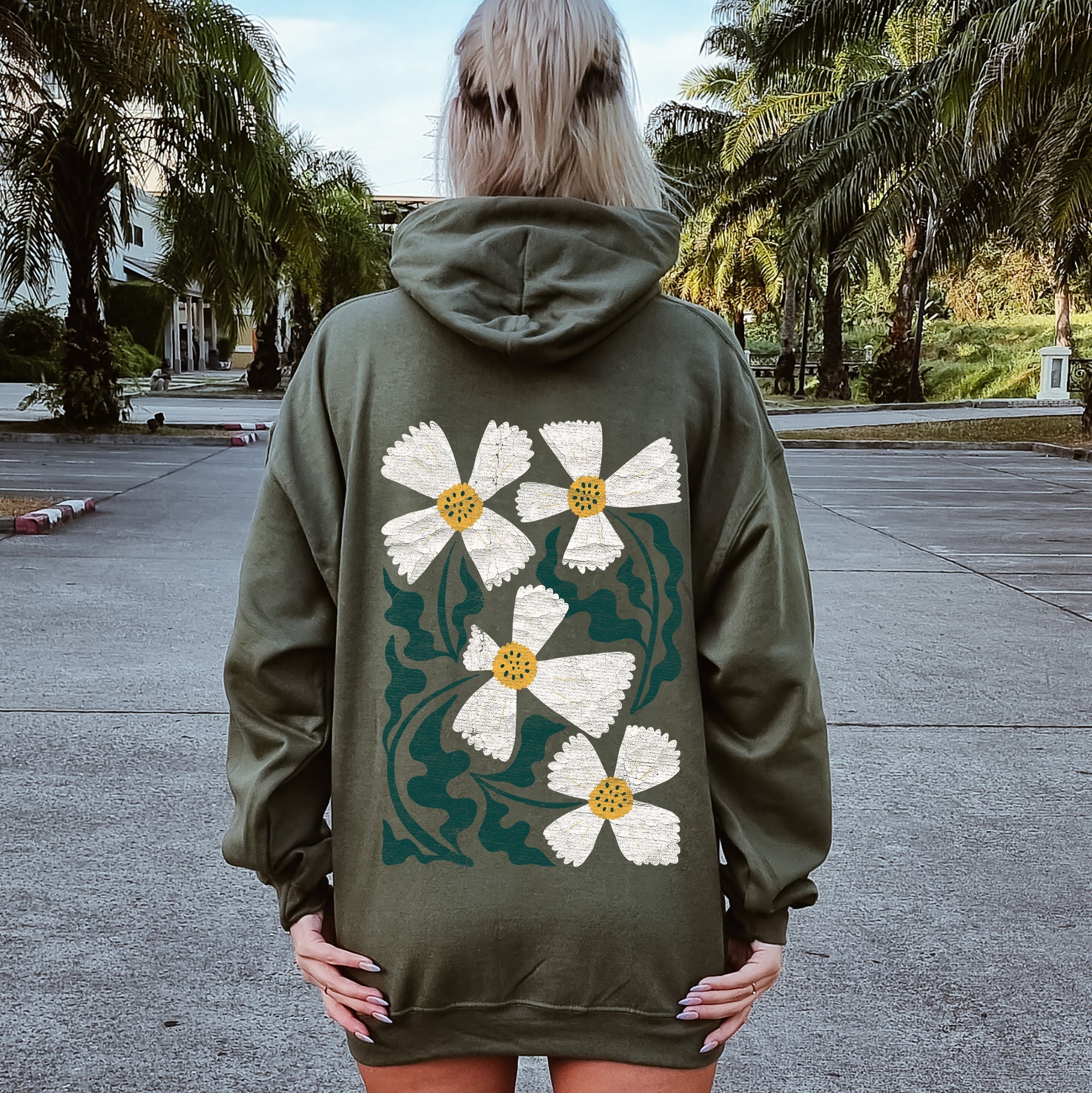 Boho Art Nouveau Flowers With Bold Ornamental Motifs And Elegant Flowing Lines Vintage Inspired Design Hoodie