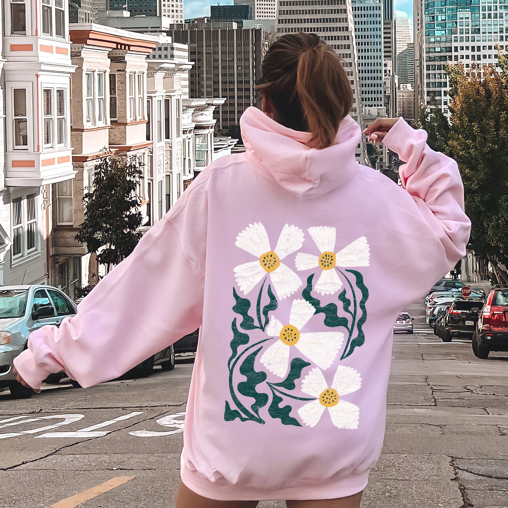 Boho Art Nouveau Flowers With Bold Ornamental Motifs And Elegant Flowing Lines Vintage Inspired Design Hoodie