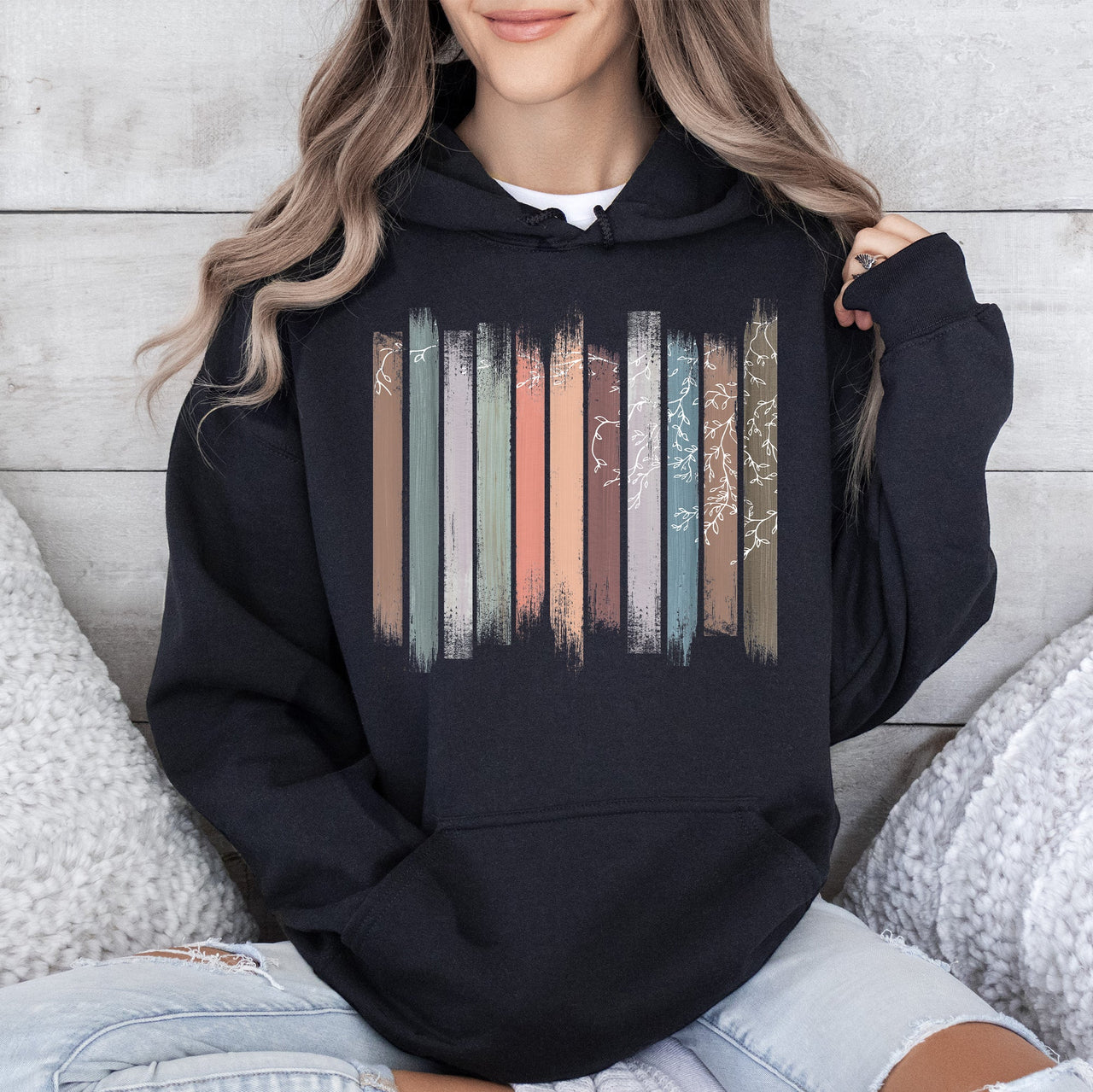 Trailing Vines Nature Botanical Stripes Landscape Inspired Edition Graphic Hoodie