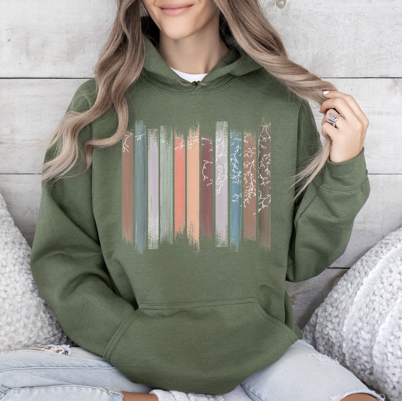Trailing Vines Nature Botanical Stripes Landscape Inspired Edition Graphic Hoodie