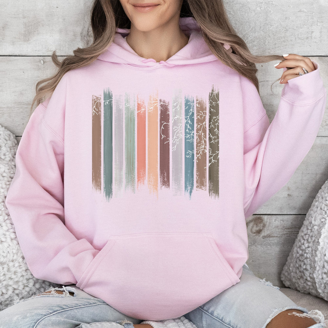 Trailing Vines Nature Botanical Stripes Landscape Inspired Edition Graphic Hoodie