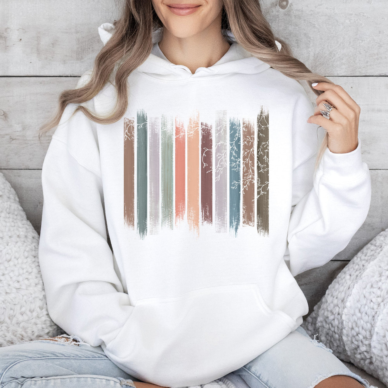 Trailing Vines Nature Botanical Stripes Landscape Inspired Edition Graphic Hoodie