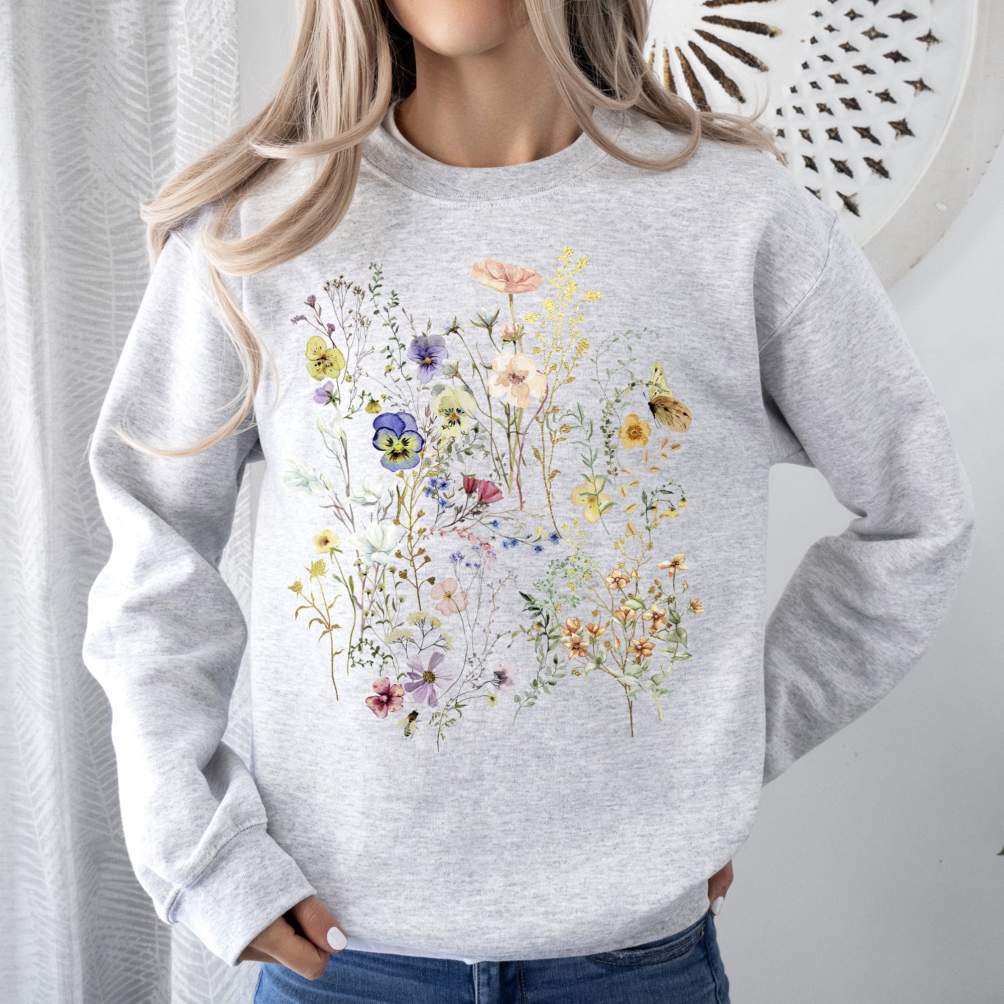 Delicate Pressed Wildflowers Sweatshirt