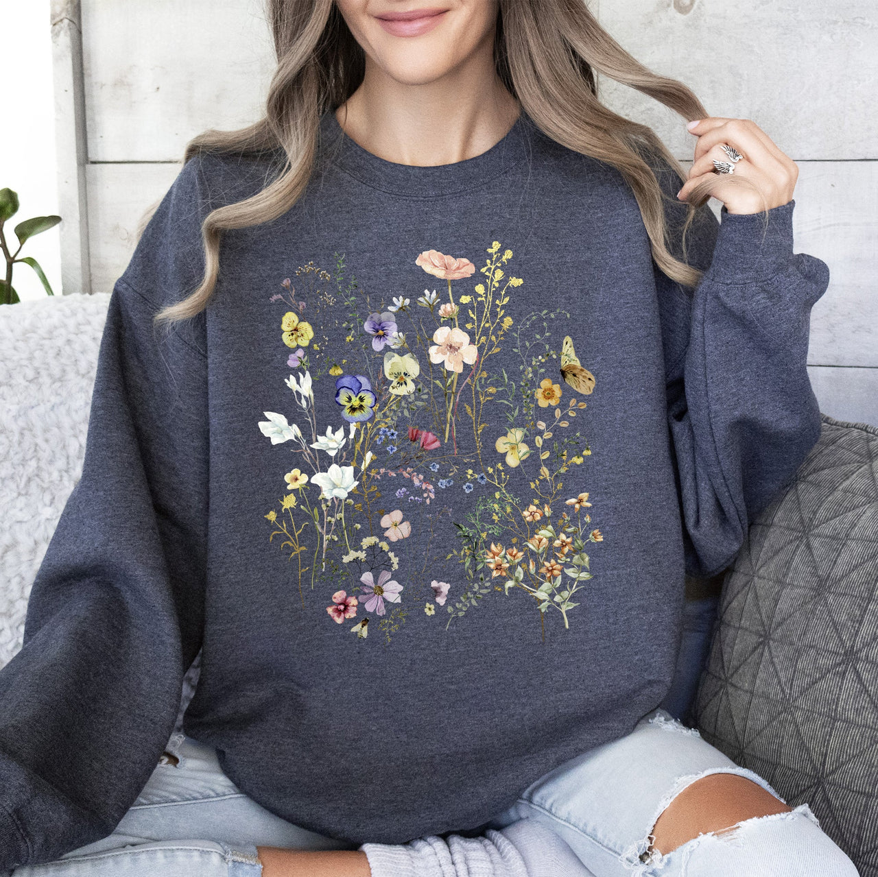 Delicate Pressed Wildflowers Sweatshirt