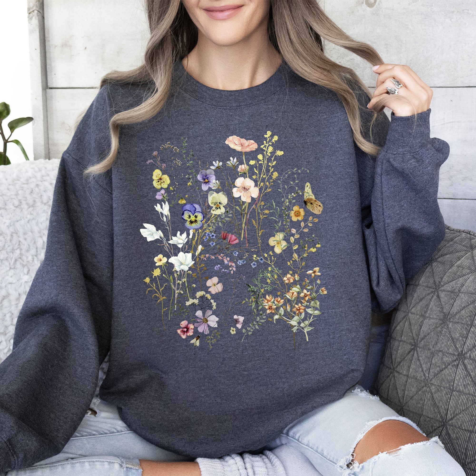 Delicate Pressed Wildflowers Sweatshirt