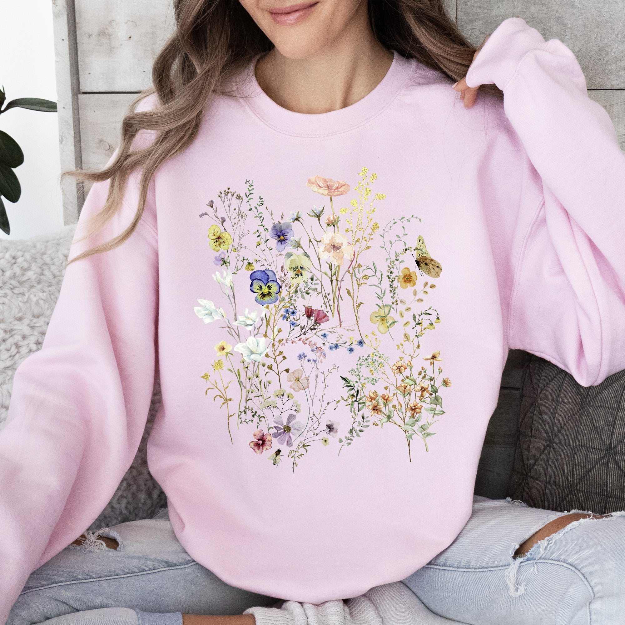 Delicate Pressed Wildflowers Sweatshirt