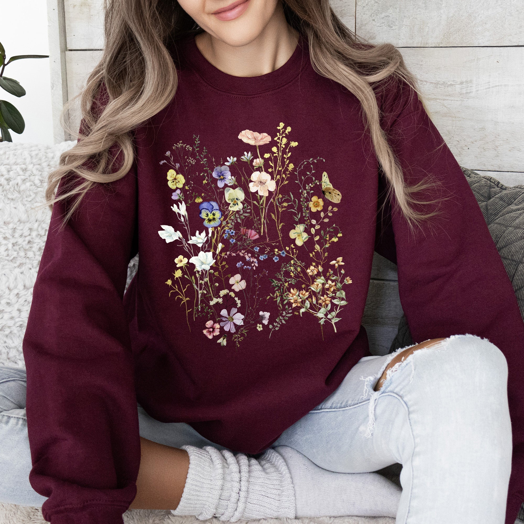 Delicate Pressed Wildflowers Sweatshirt