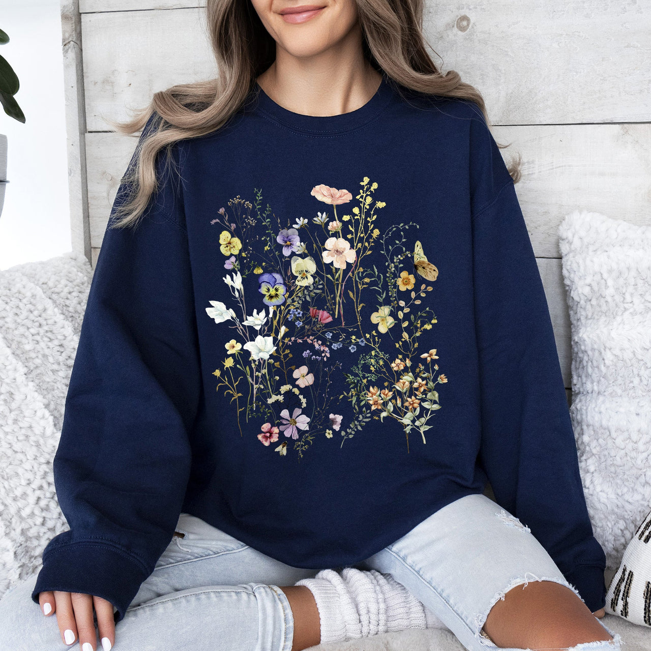 Delicate Pressed Wildflowers Sweatshirt