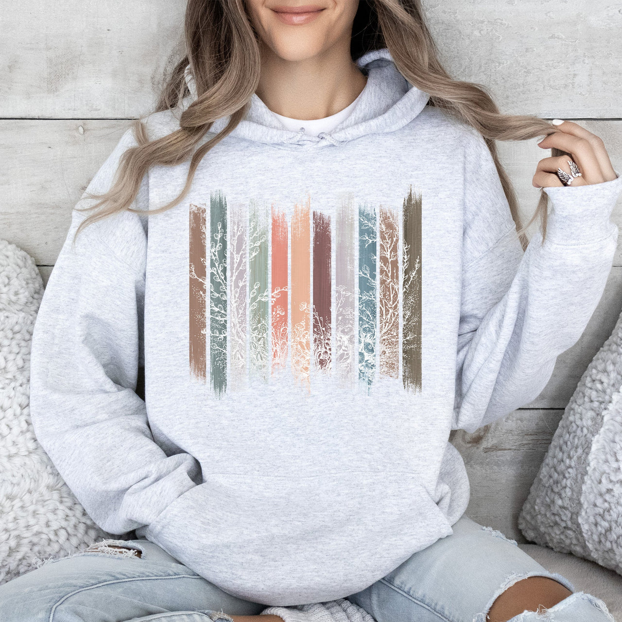 Meadow Vines And Flowers Nature Botanical Stripes Garden Edition Studio Graphic Hoodie