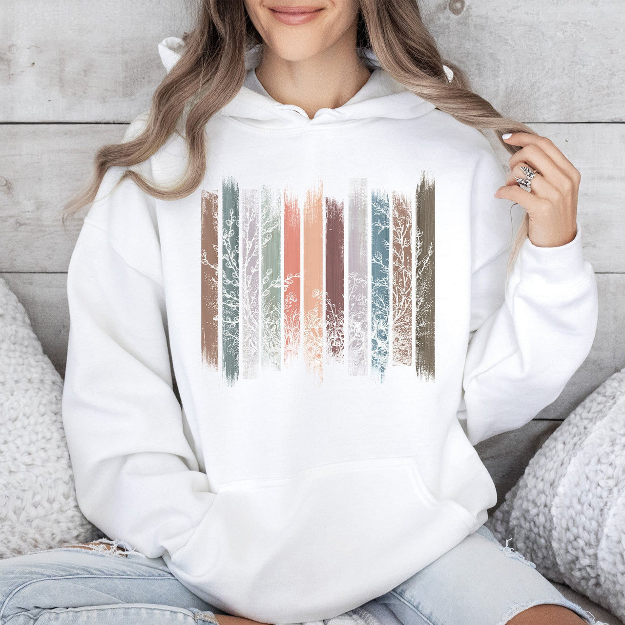 Meadow Vines And Flowers Nature Botanical Stripes Garden Edition Studio Graphic Hoodie