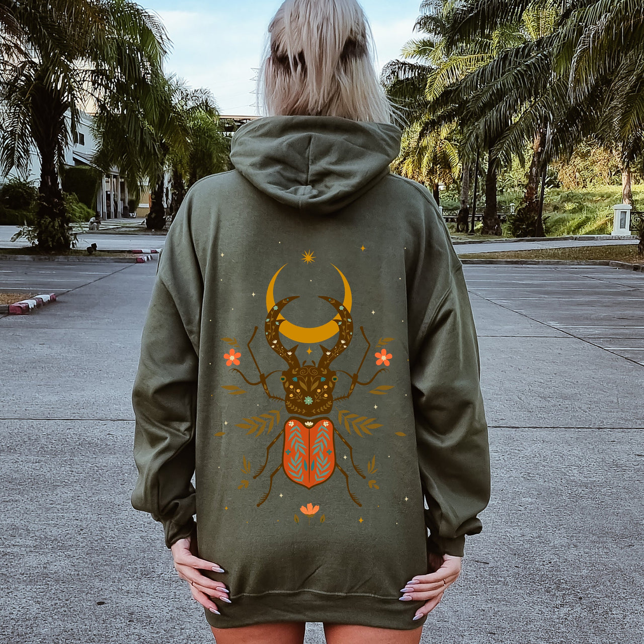 Mystical Animal Fern Botanical Floral Forest Spirit Illustration Artwork Inspired by Night Garden Hoodie