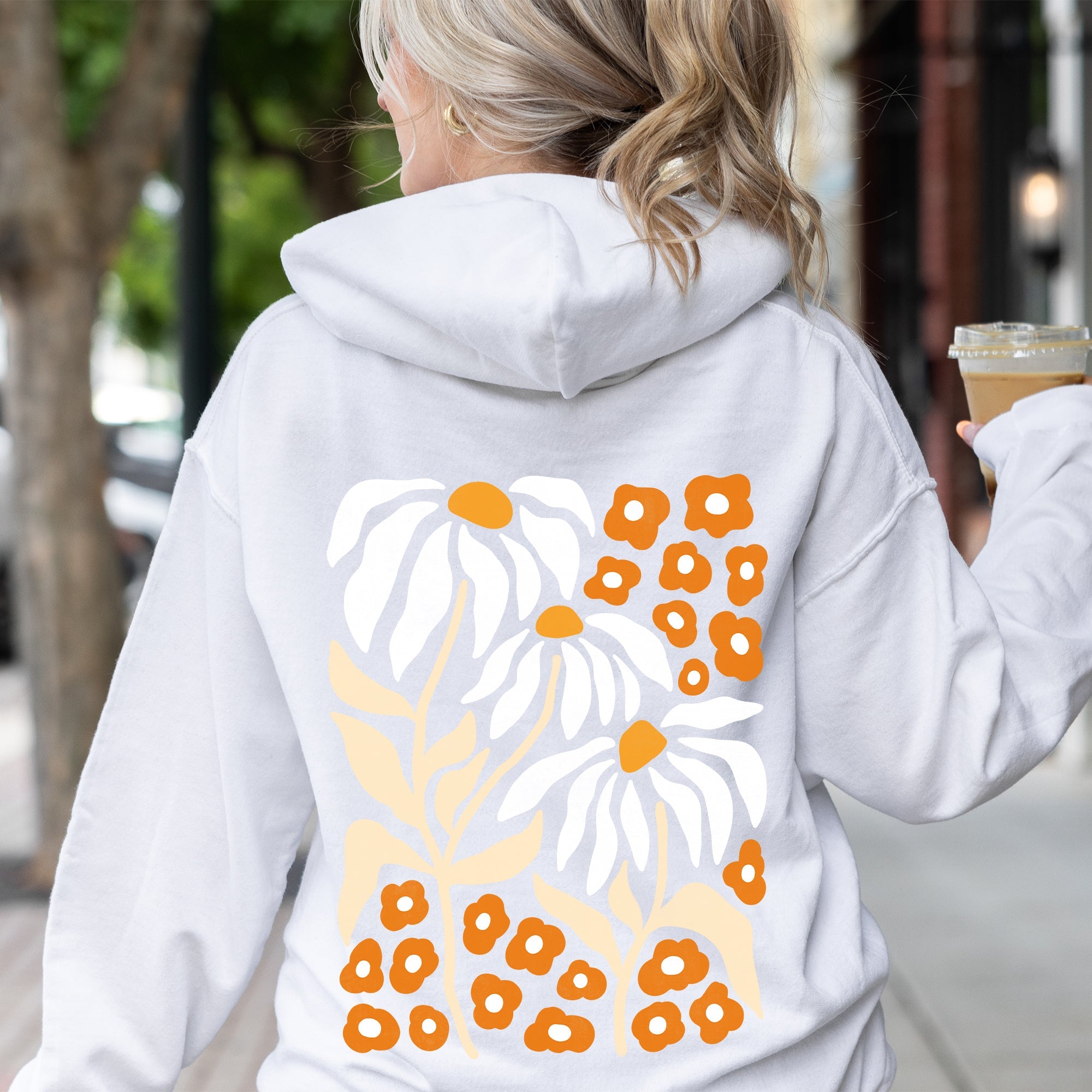 Boho Daisies And Retro Floral Bohemian Petal Motif Vintage Botanical Artwork Hoodie