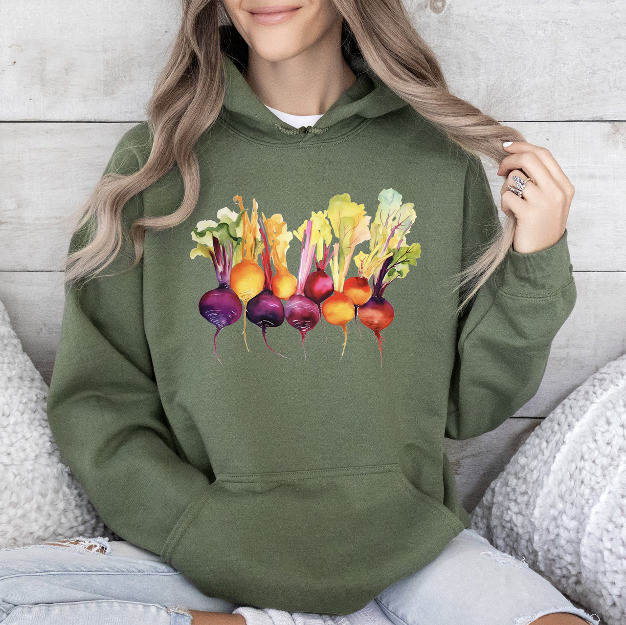 Beets, Watercolor Vegetables, Gardening Graphic Hoodie