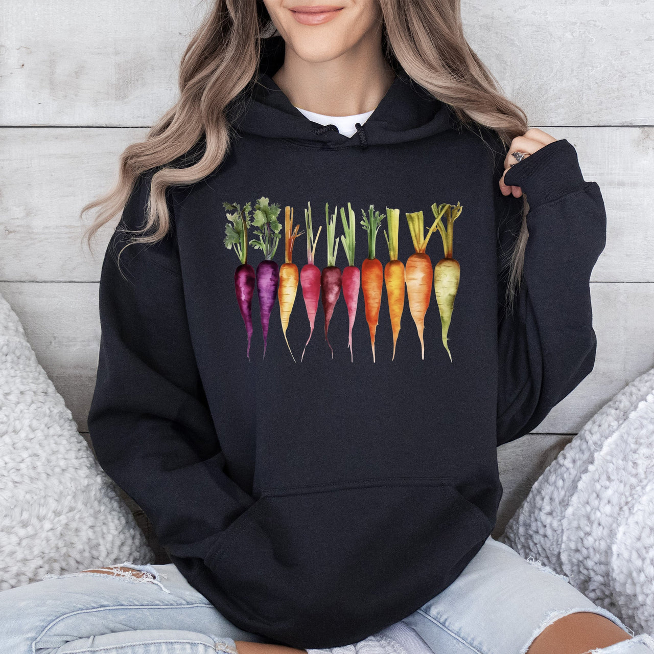Carrots Watercolor Vegetables Gardening Botanical Kitchen Garden Art Illustration Hoodie