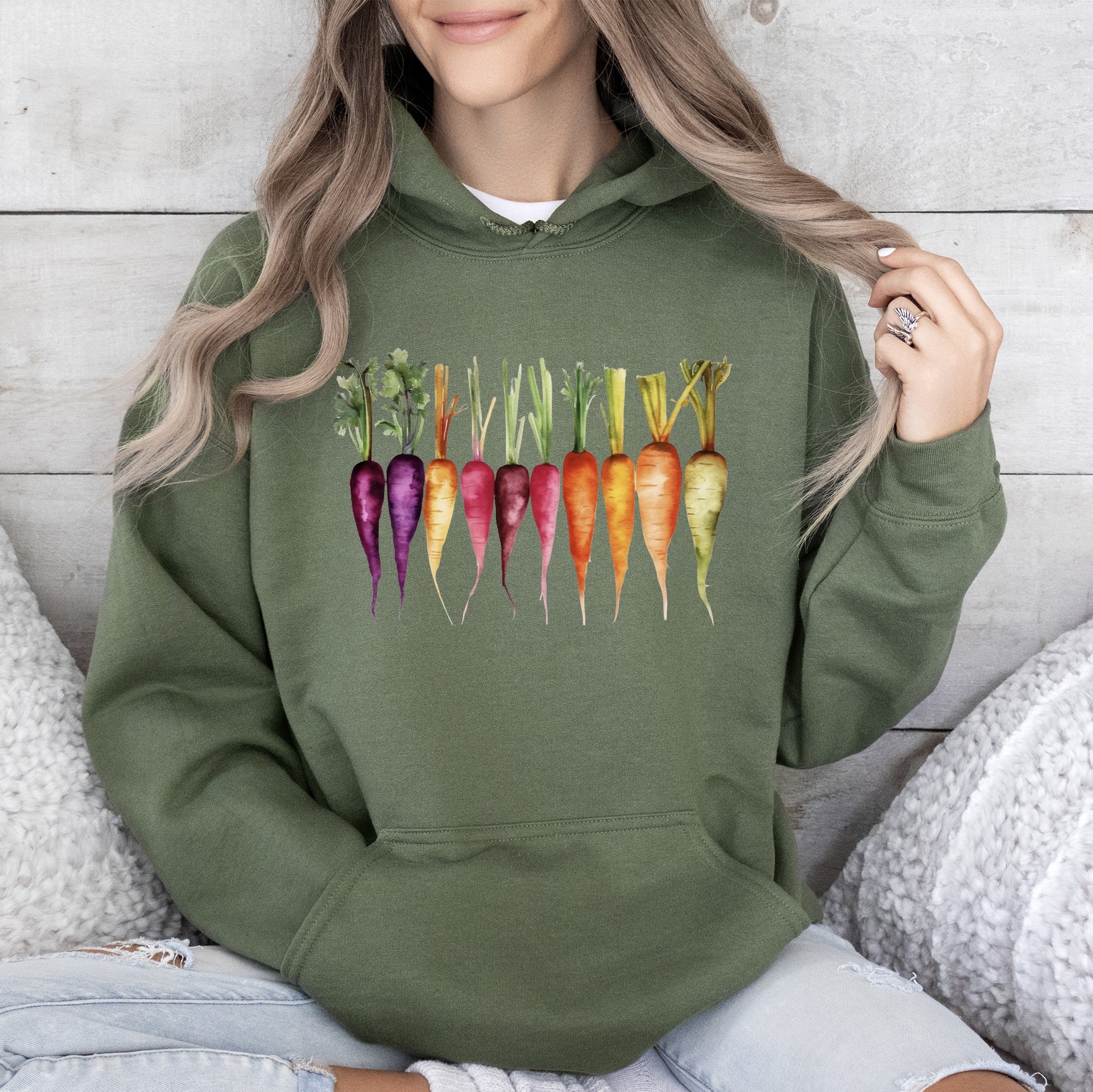 Carrots Watercolor Vegetables Gardening Botanical Kitchen Garden Art Illustration Hoodie