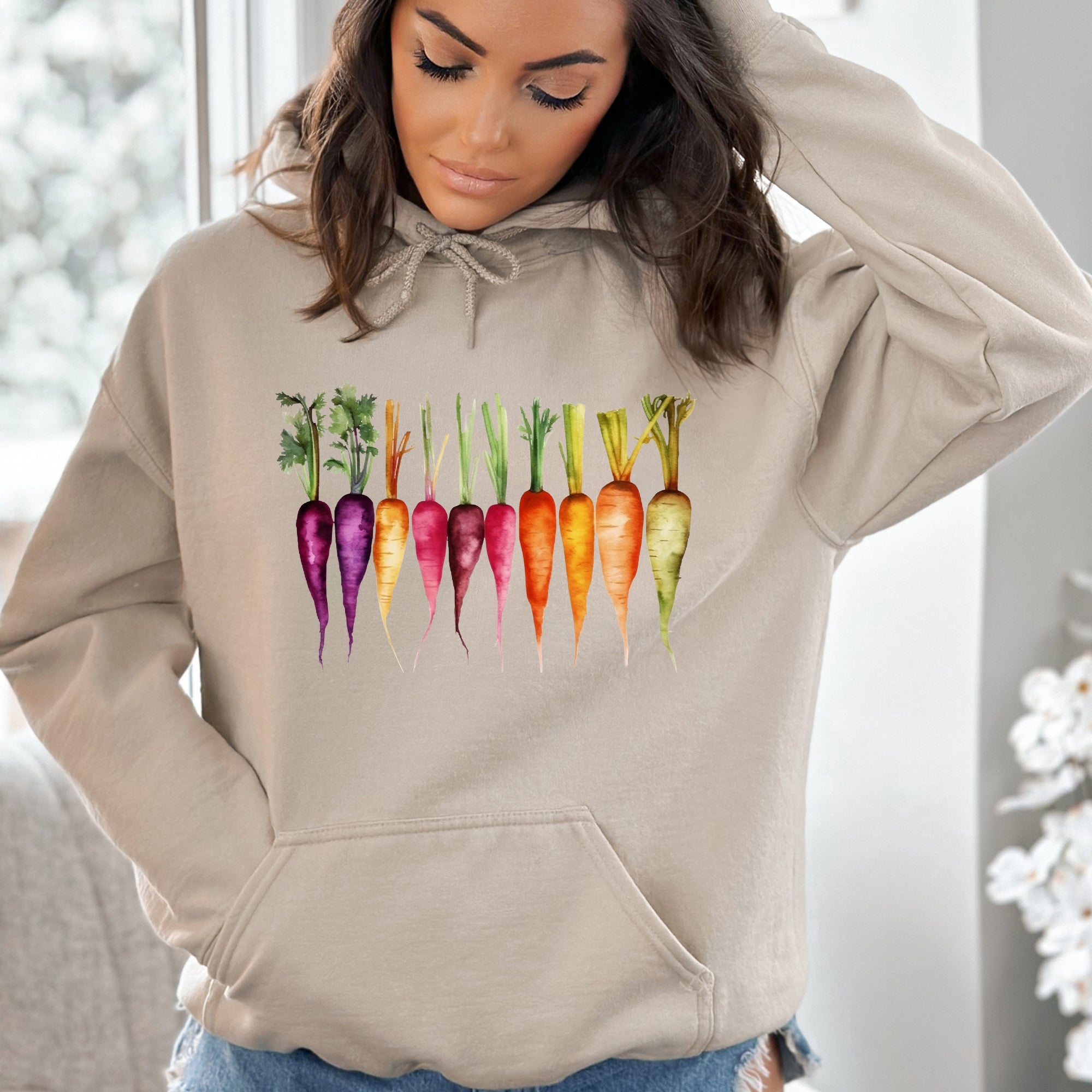 Carrots Watercolor Vegetables Gardening Botanical Kitchen Garden Art Illustration Hoodie