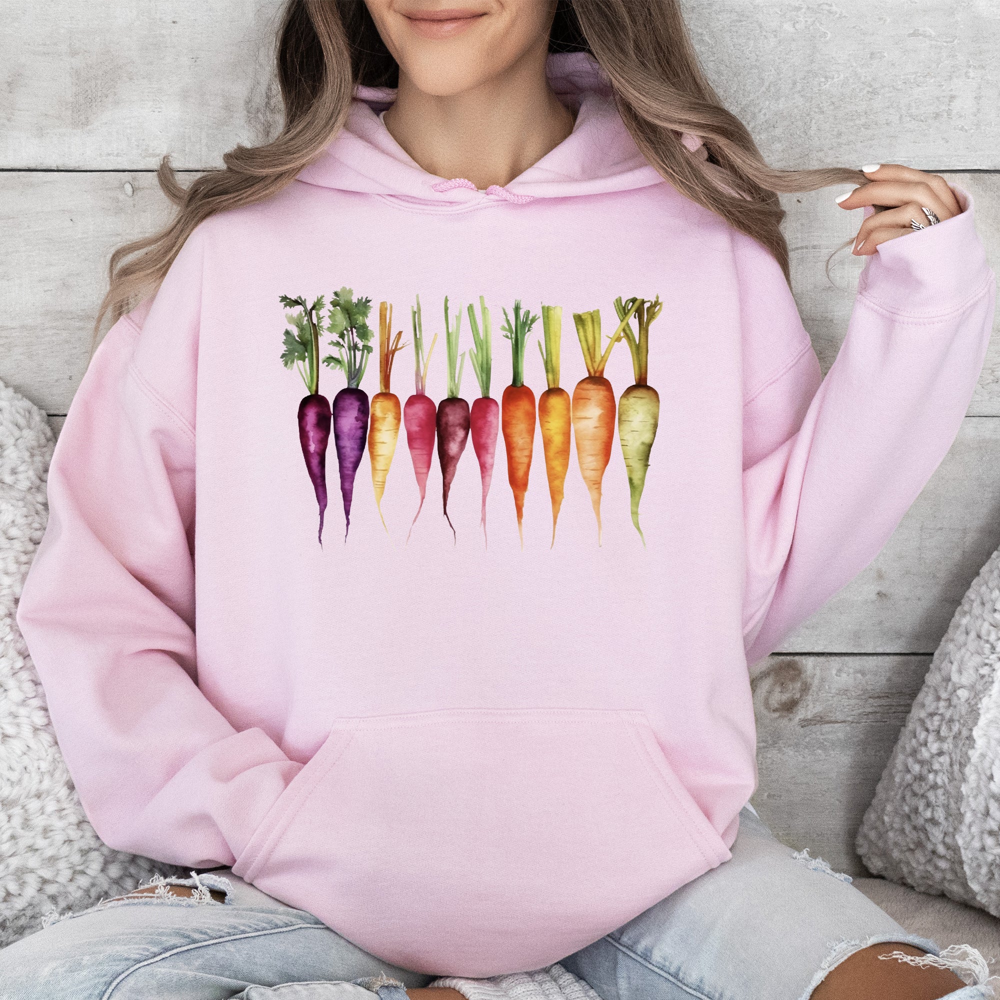 Carrots Watercolor Vegetables Gardening Botanical Kitchen Garden Art Illustration Hoodie