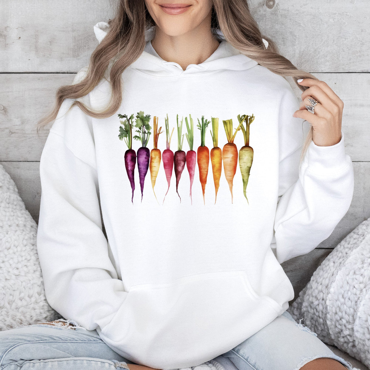 Carrots Watercolor Vegetables Gardening Botanical Kitchen Garden Art Illustration Hoodie