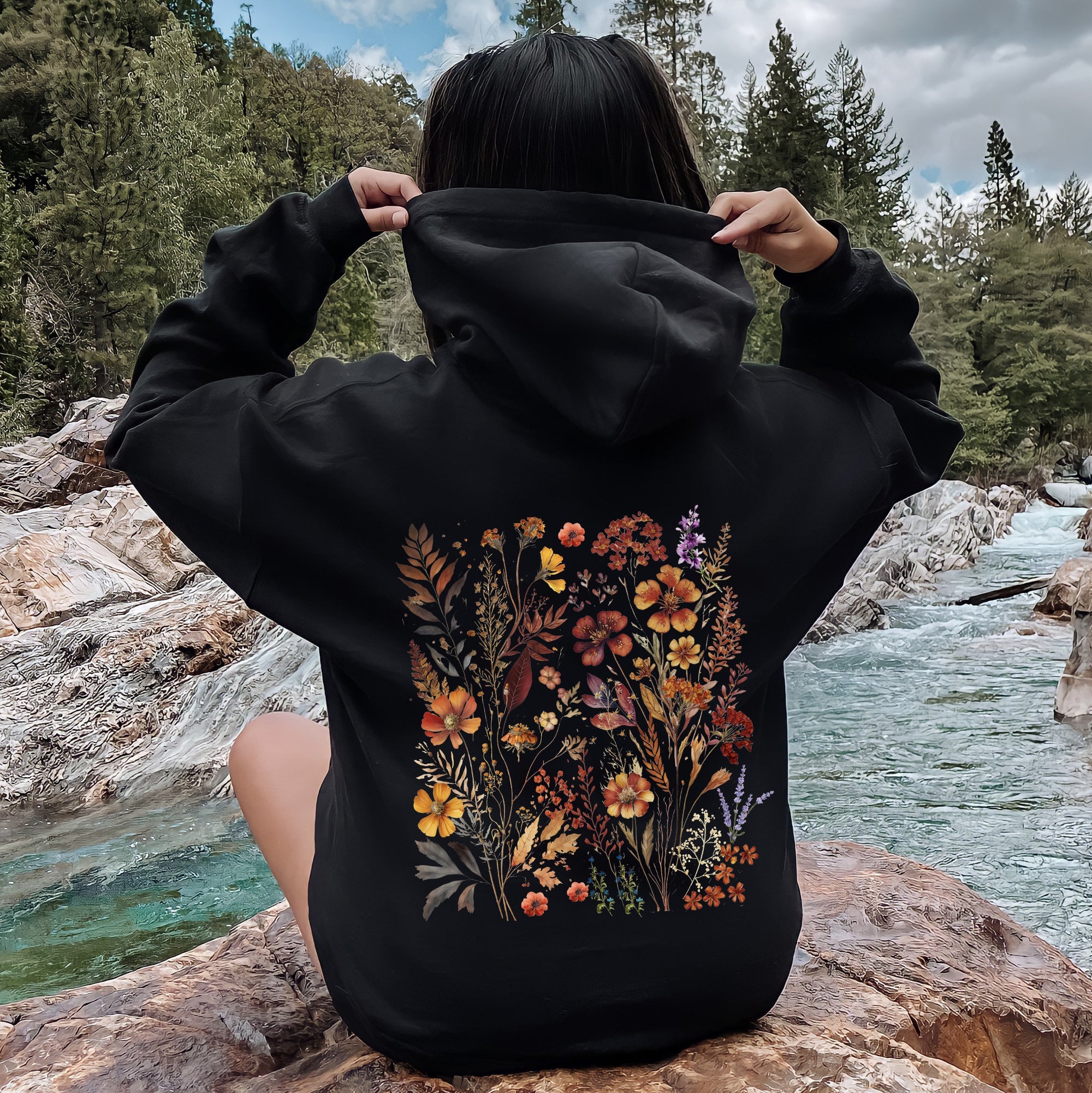 Dried Wildflowers Nature Meadow Floral Leaves Botanical Breeze The Endless Autumn Hoodie