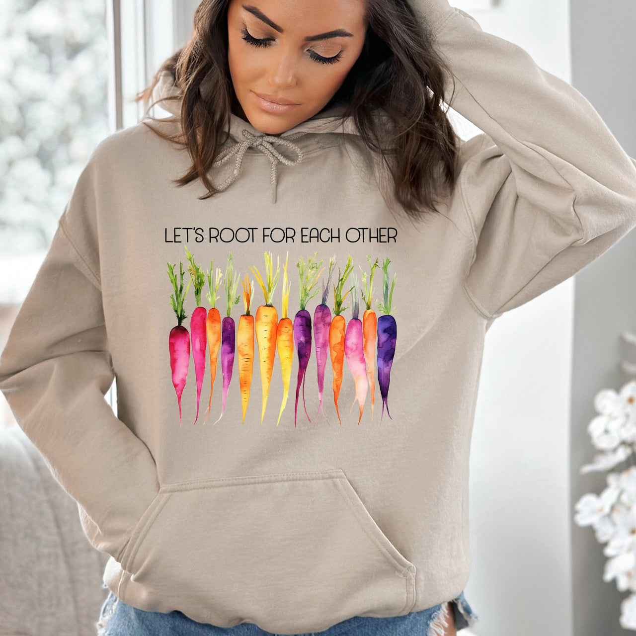 Let's Root For Each Other Gardening Vegetables Garden Lovers Veggie Enthusiasts Graphic Hoodie