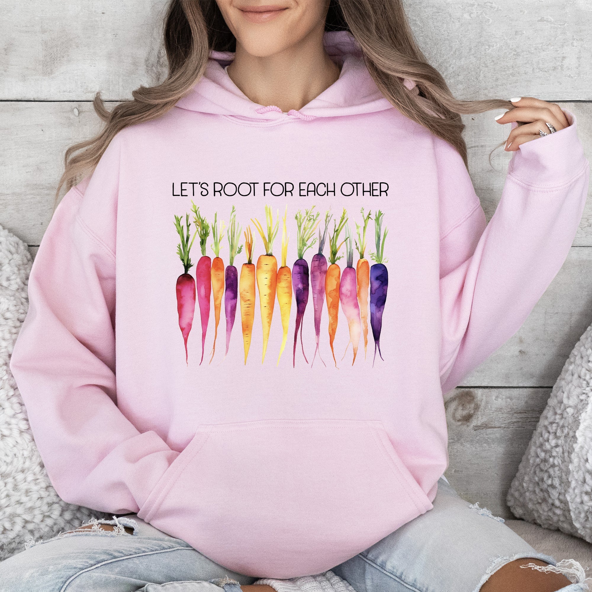 Let's Root For Each Other Gardening Vegetables Garden Lovers Veggie Enthusiasts Graphic Hoodie