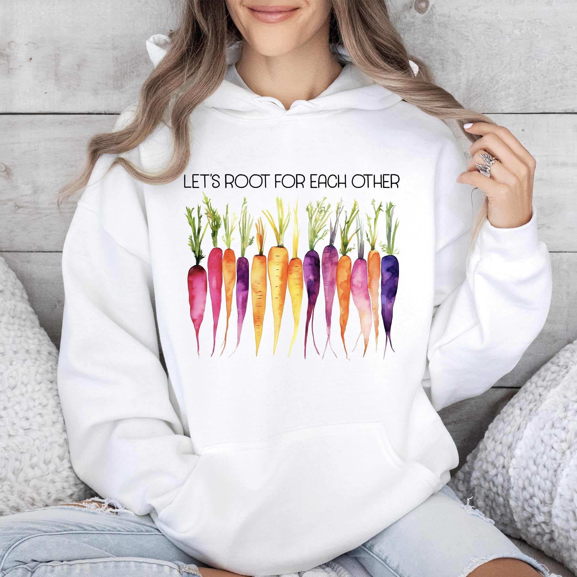 Let's Root For Each Other Gardening Vegetables Garden Lovers Veggie Enthusiasts Graphic Hoodie