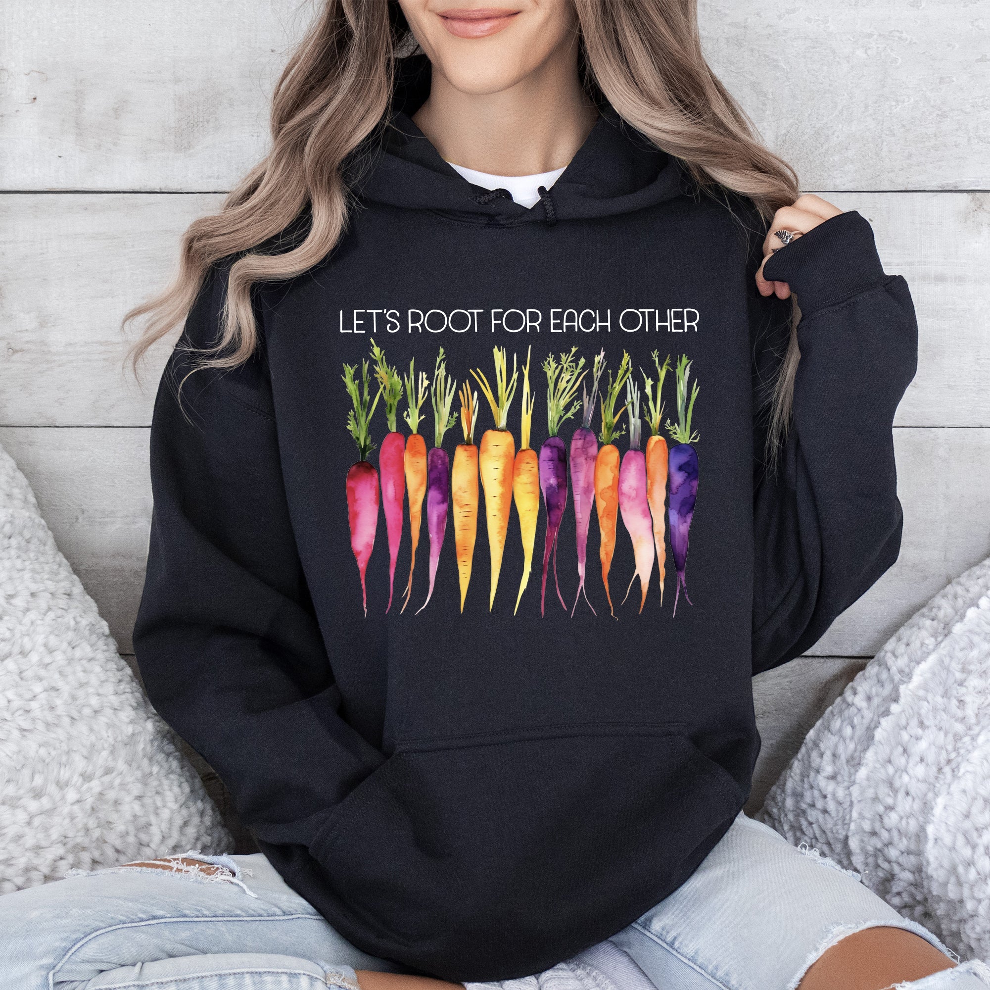 Let's Root For Each Other Gardening Vegetables Garden Lovers Veggie Enthusiasts Graphic Hoodie