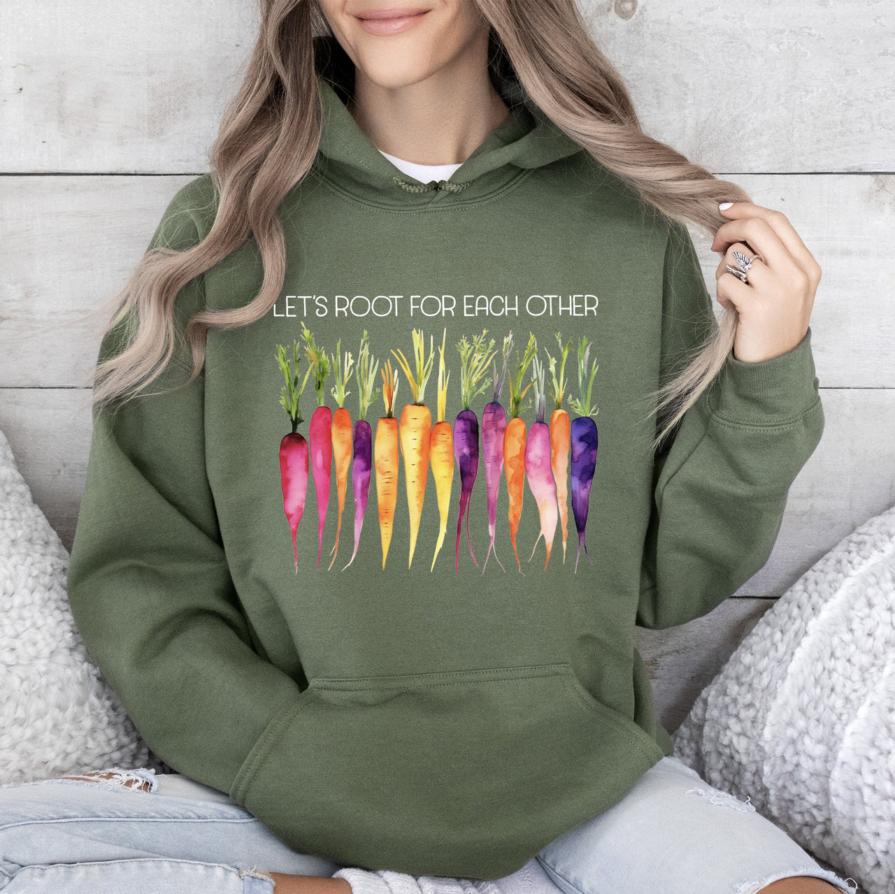 Let's Root For Each Other Gardening Vegetables Garden Lovers Veggie Enthusiasts Graphic Hoodie