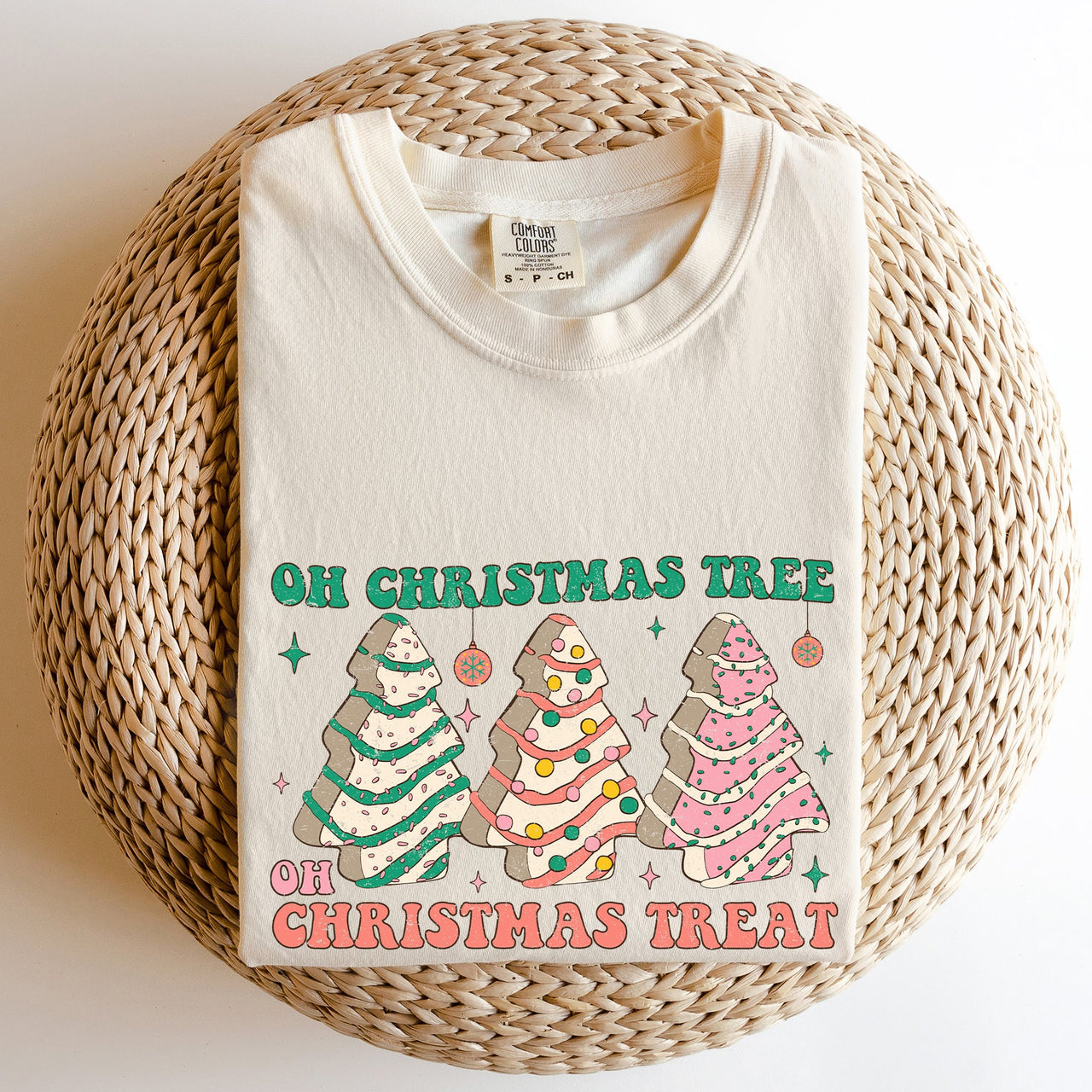Oh Christmas Tree Treat Snack Little Debbie Nostalgic Holiday Dessert Memory Lane Comfort Colors Tee