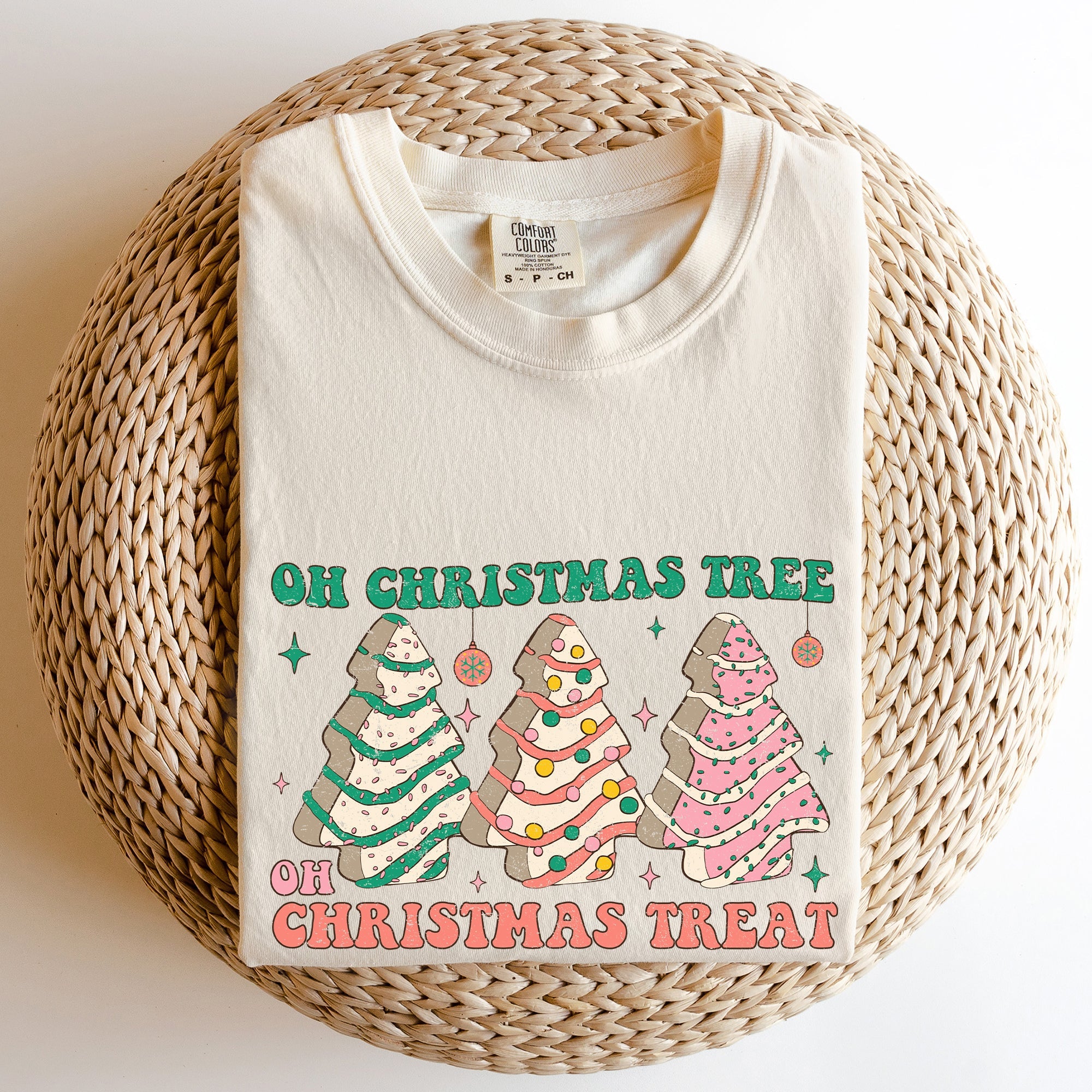 Oh Christmas Tree Treat Snack Little Debbie Nostalgic Holiday Dessert Memory Lane Comfort Colors Tee