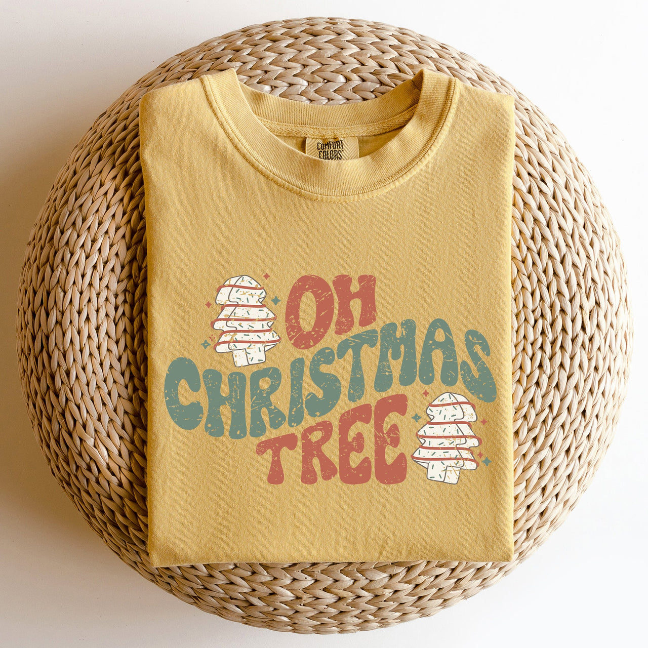 Oh Christmas Tree Cakes Snacks Winter Santa Xmas Cheerful Holiday Comfort Colors Tee