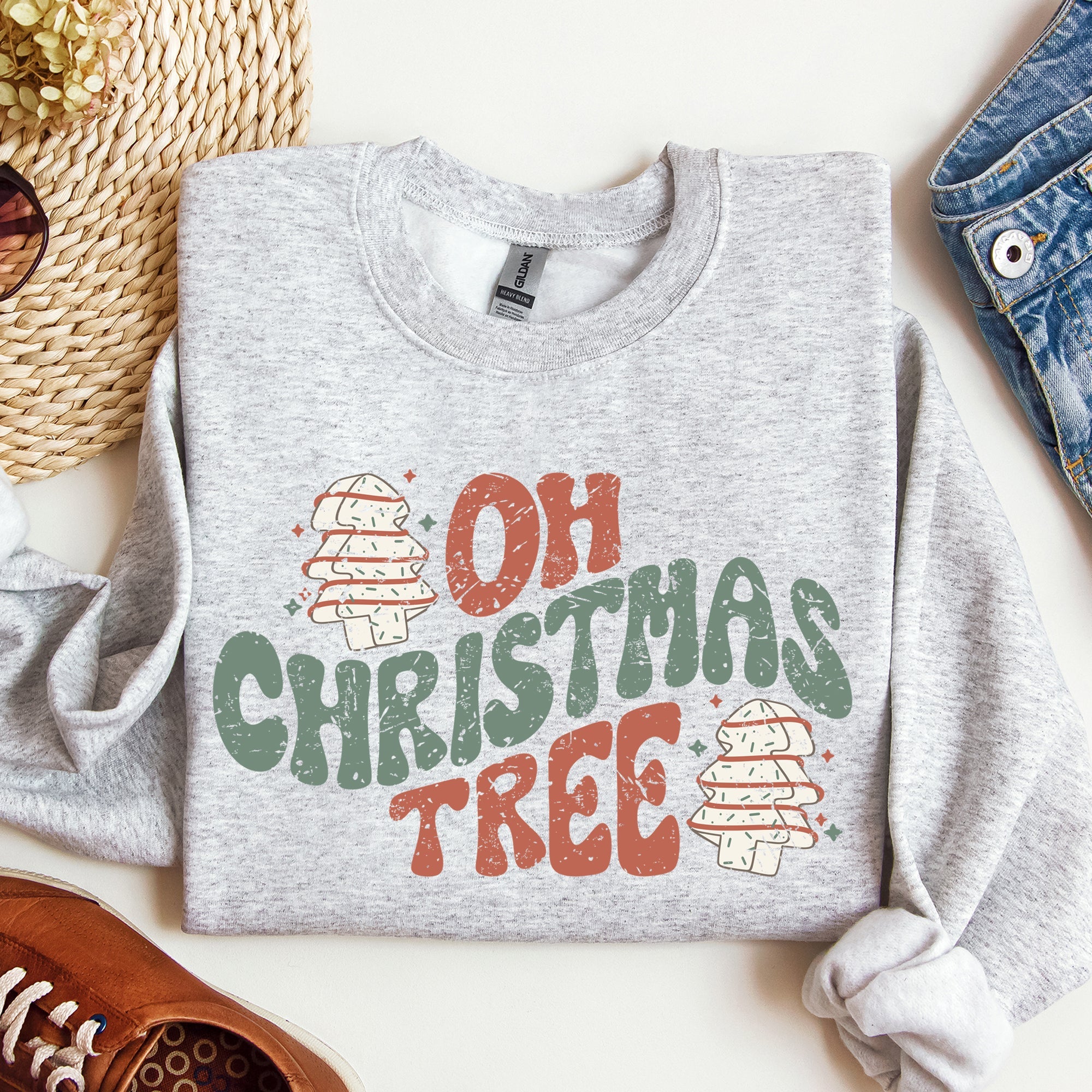Oh Christmas Tree, Cakes, Snacks, Santa, Xmas, Winter, Festive Holiday Cheer Sweatshirt