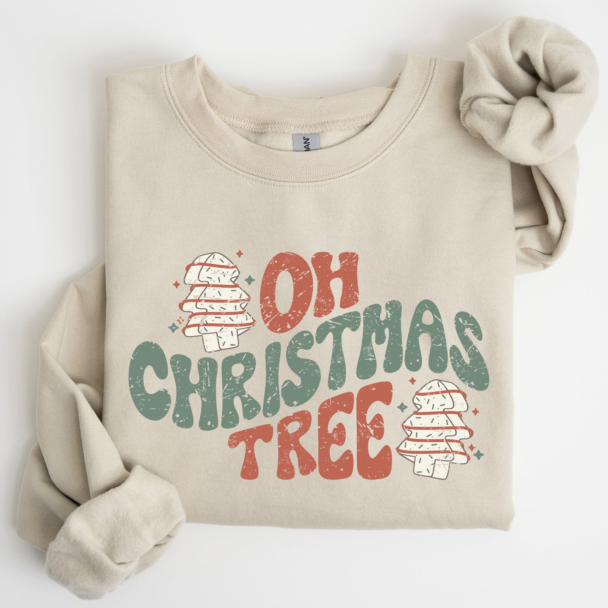 Oh Christmas Tree, Cakes, Snacks, Santa, Xmas, Winter, Festive Holiday Cheer Sweatshirt