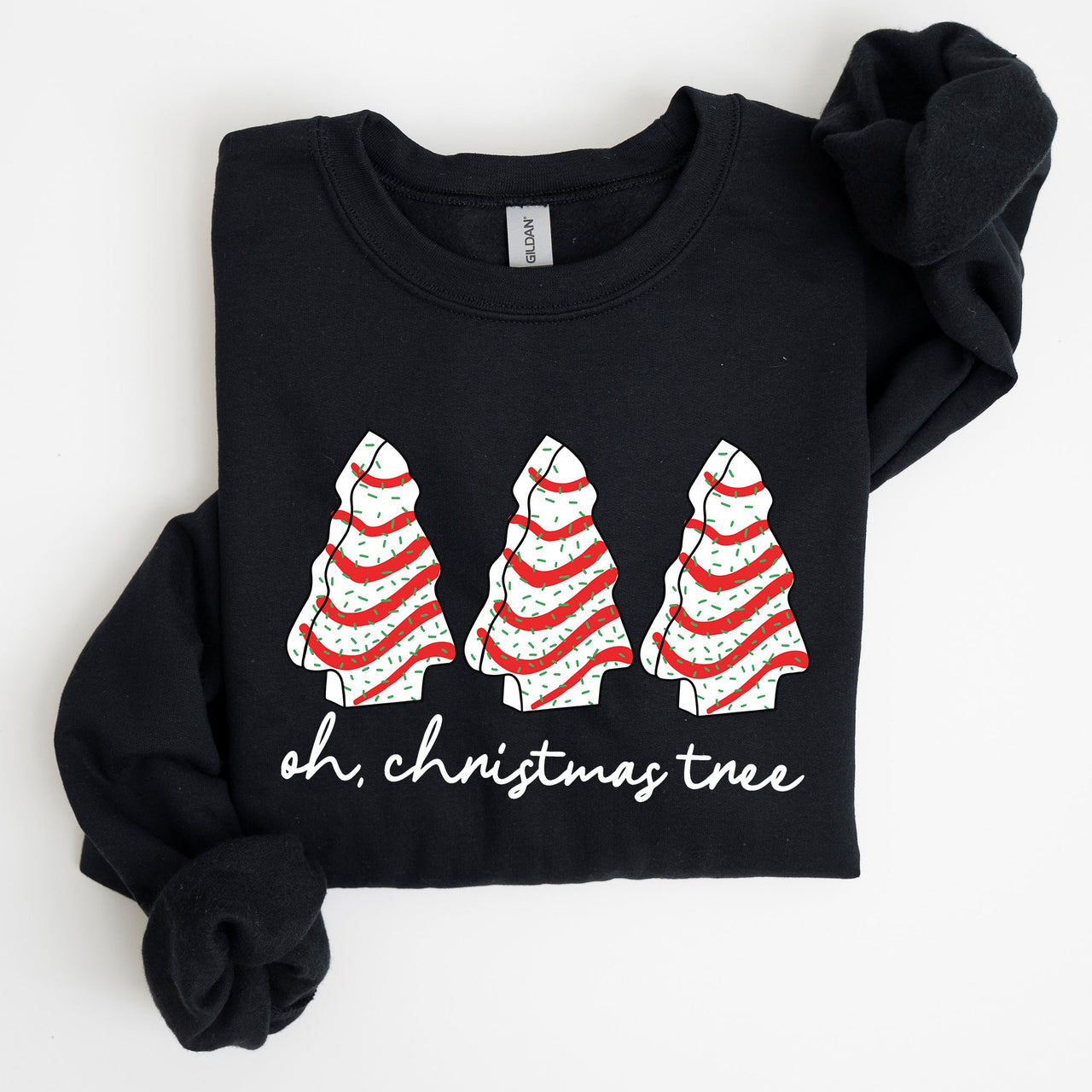 Oh Christmas Tree Cakes Winter Snacks Santa Snow Xmas Holiday Cheer Festive Sweatshirt