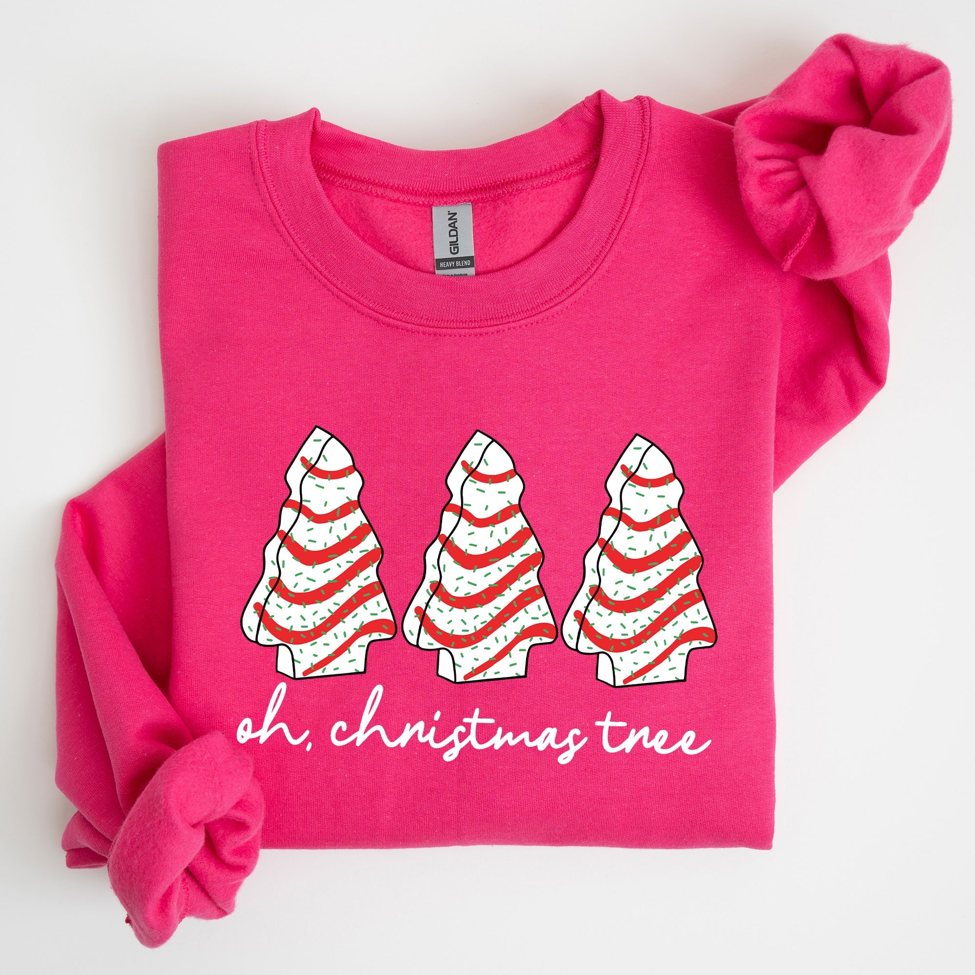 Oh Christmas Tree Cakes Winter Snacks Santa Snow Xmas Holiday Cheer Festive Sweatshirt