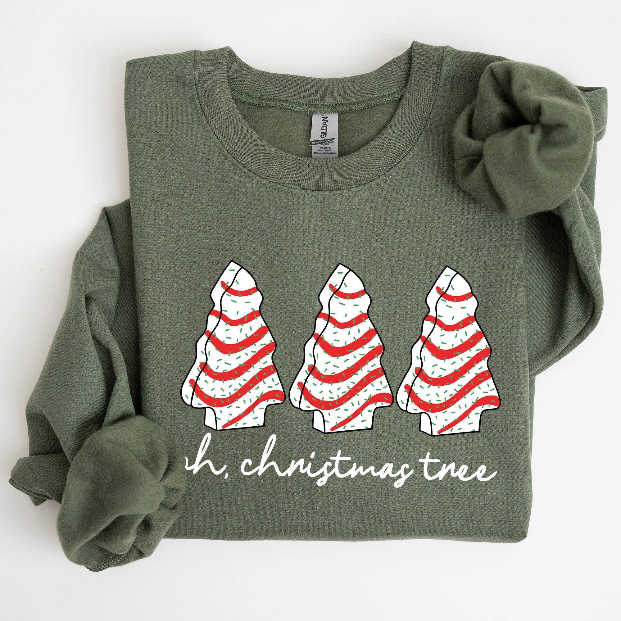 Oh Christmas Tree Cakes Winter Snacks Santa Snow Xmas Holiday Cheer Festive Sweatshirt