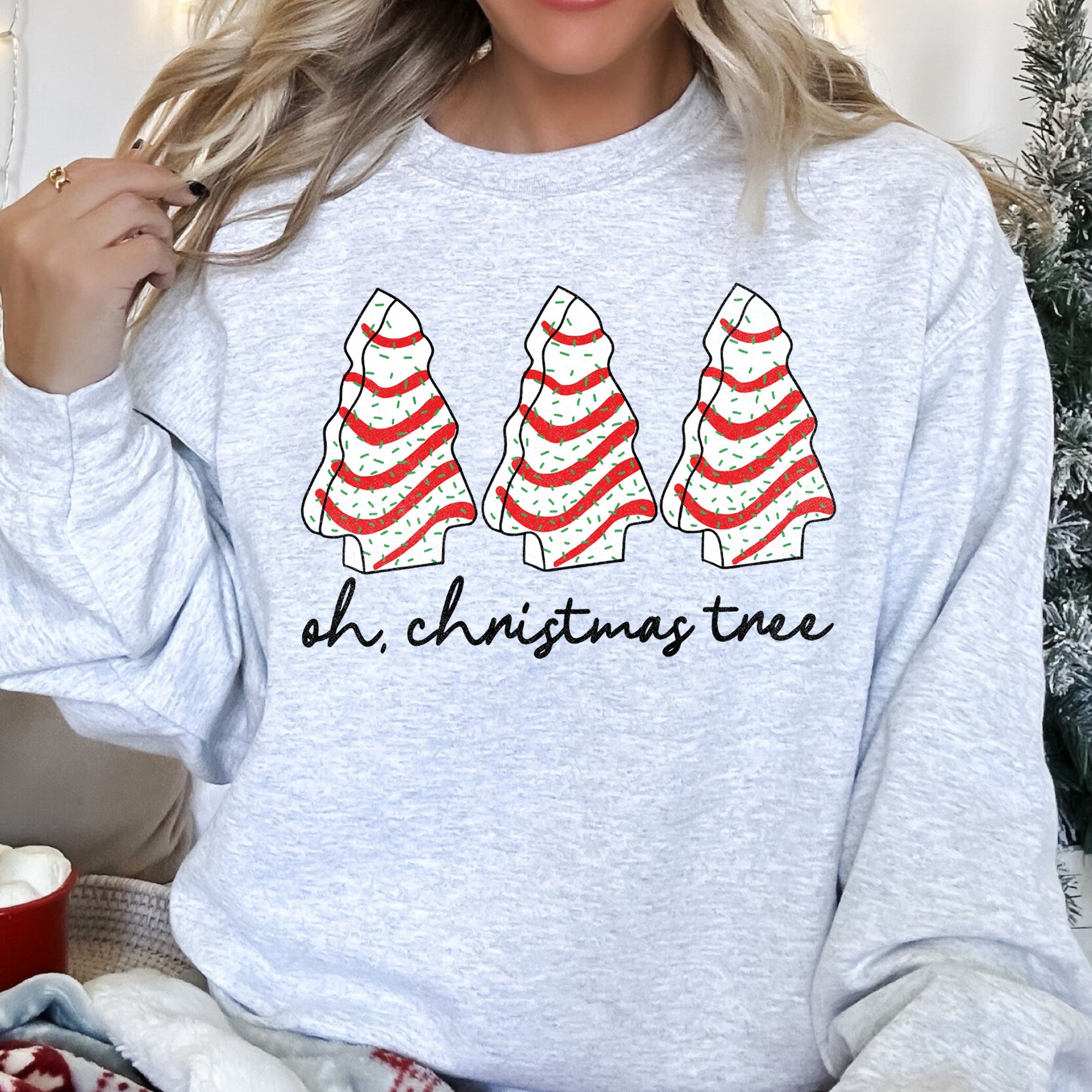 Oh Christmas Tree Snack Little Debbie Christmas Cozy Seasonal Favorite Holiday Plush Sweatshirt
