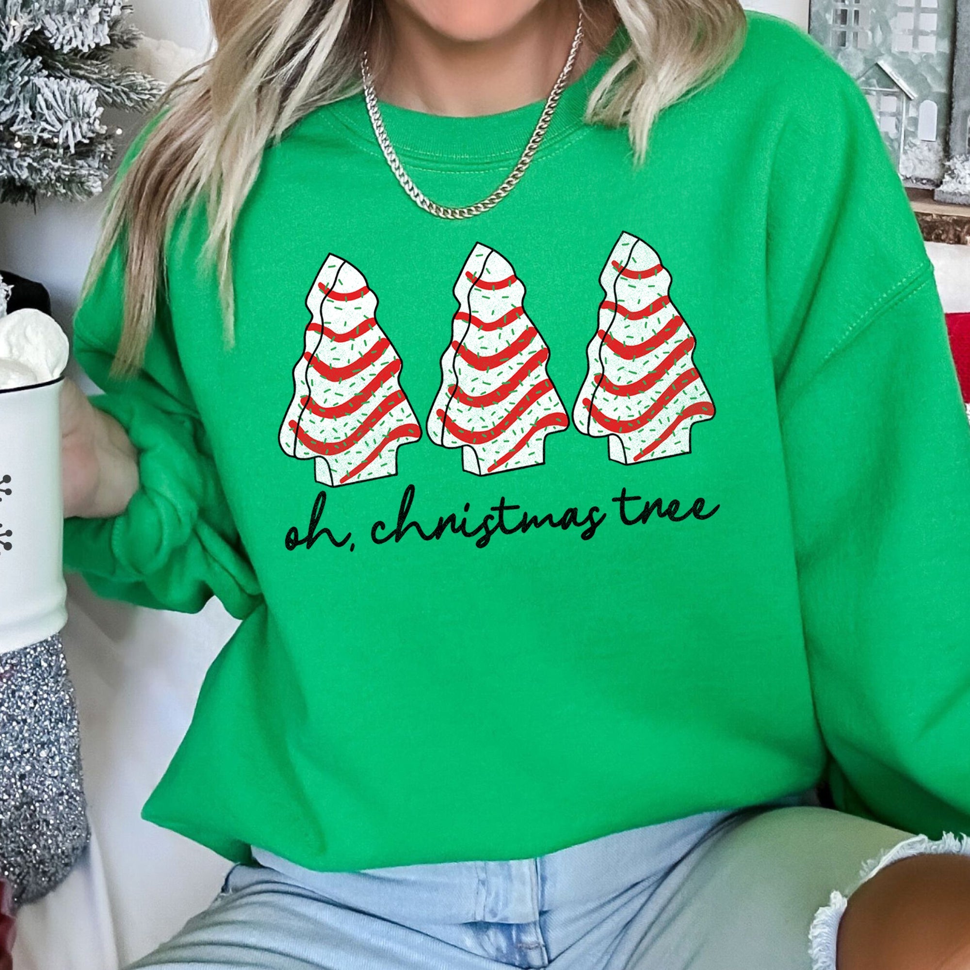 Oh Christmas Tree Snack Little Debbie Christmas Cozy Seasonal Favorite Holiday Plush Sweatshirt