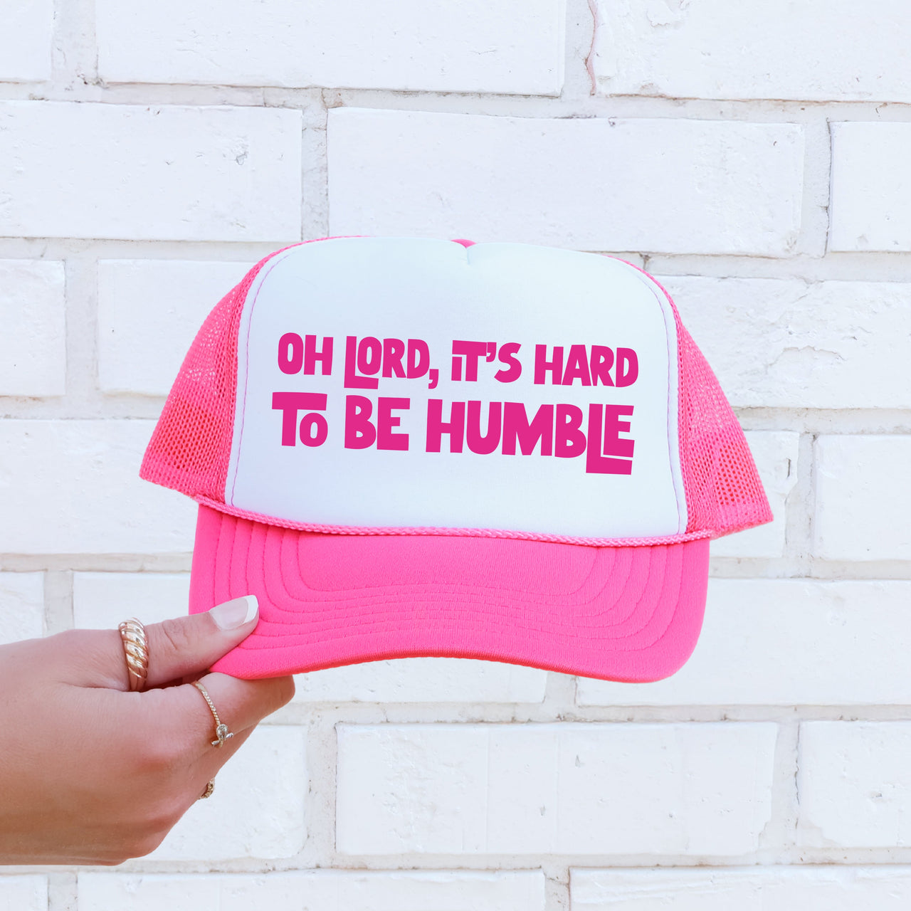 Oh Lord It's Hard to Be Humble, Sassy, Funny Trucker Hat With Bold Print And Attitude